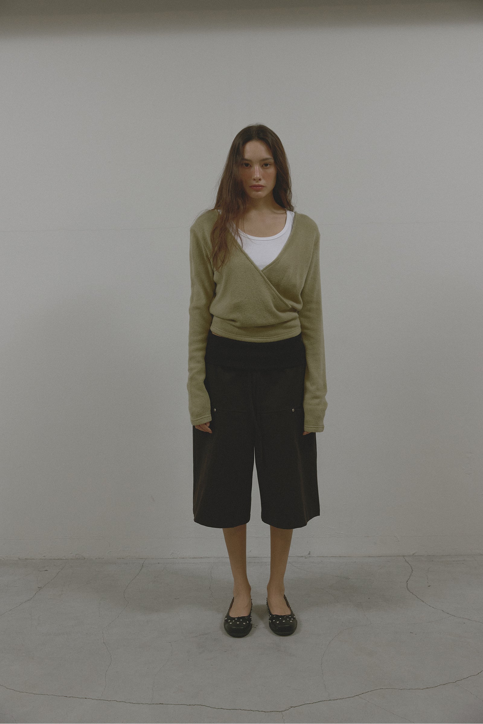 SOFT WRAP KNIT T_KHAKI