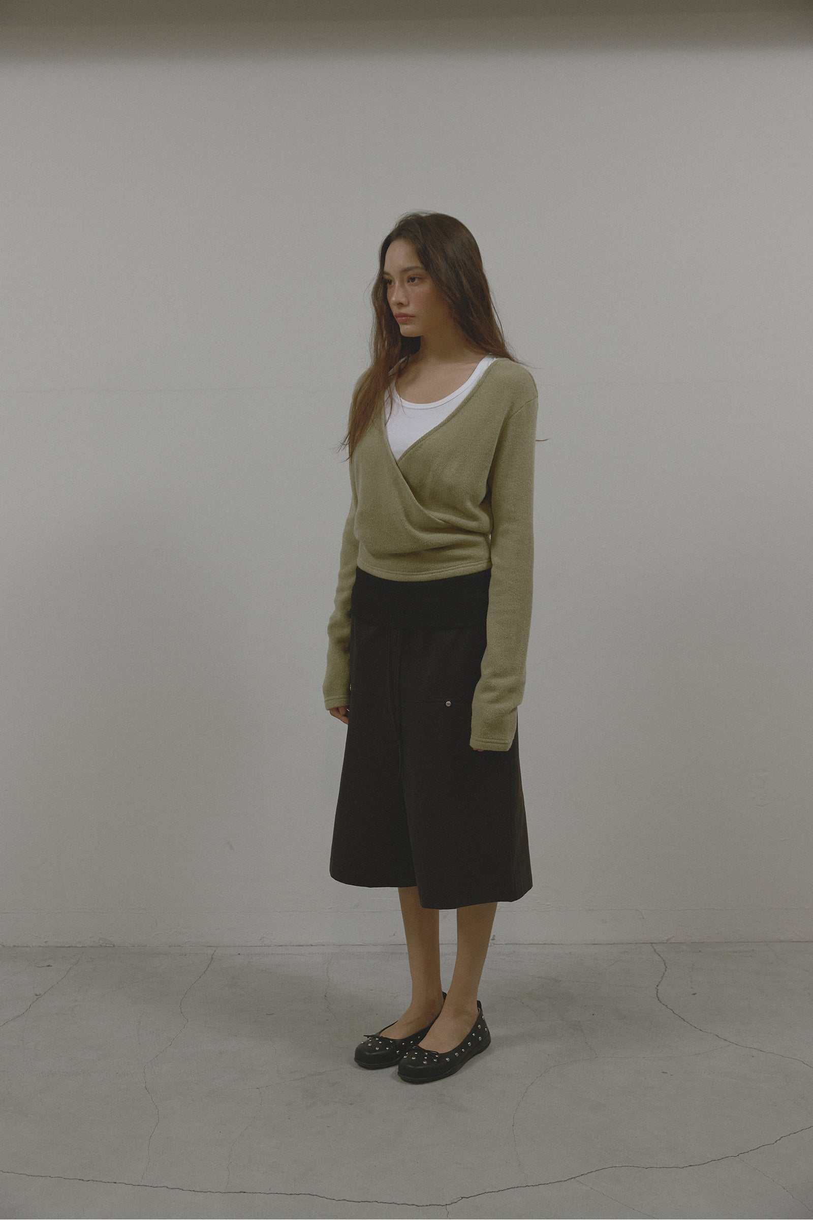 SOFT WRAP KNIT T_KHAKI