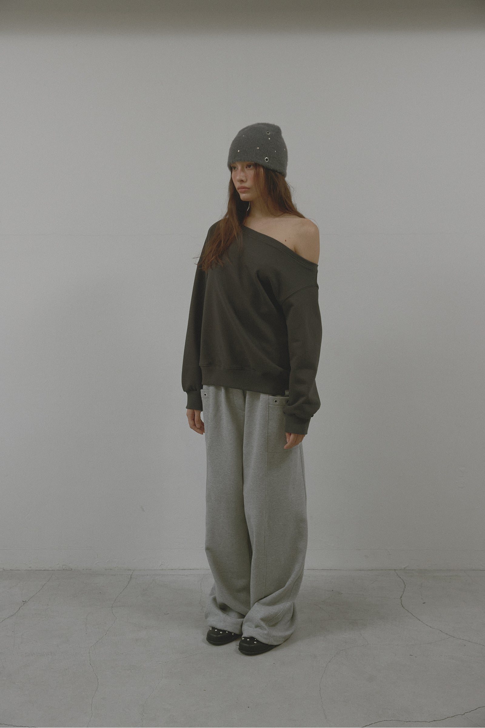 AS BASIC ONE SHOULDER SWEATSHIRT_CHARCOAL