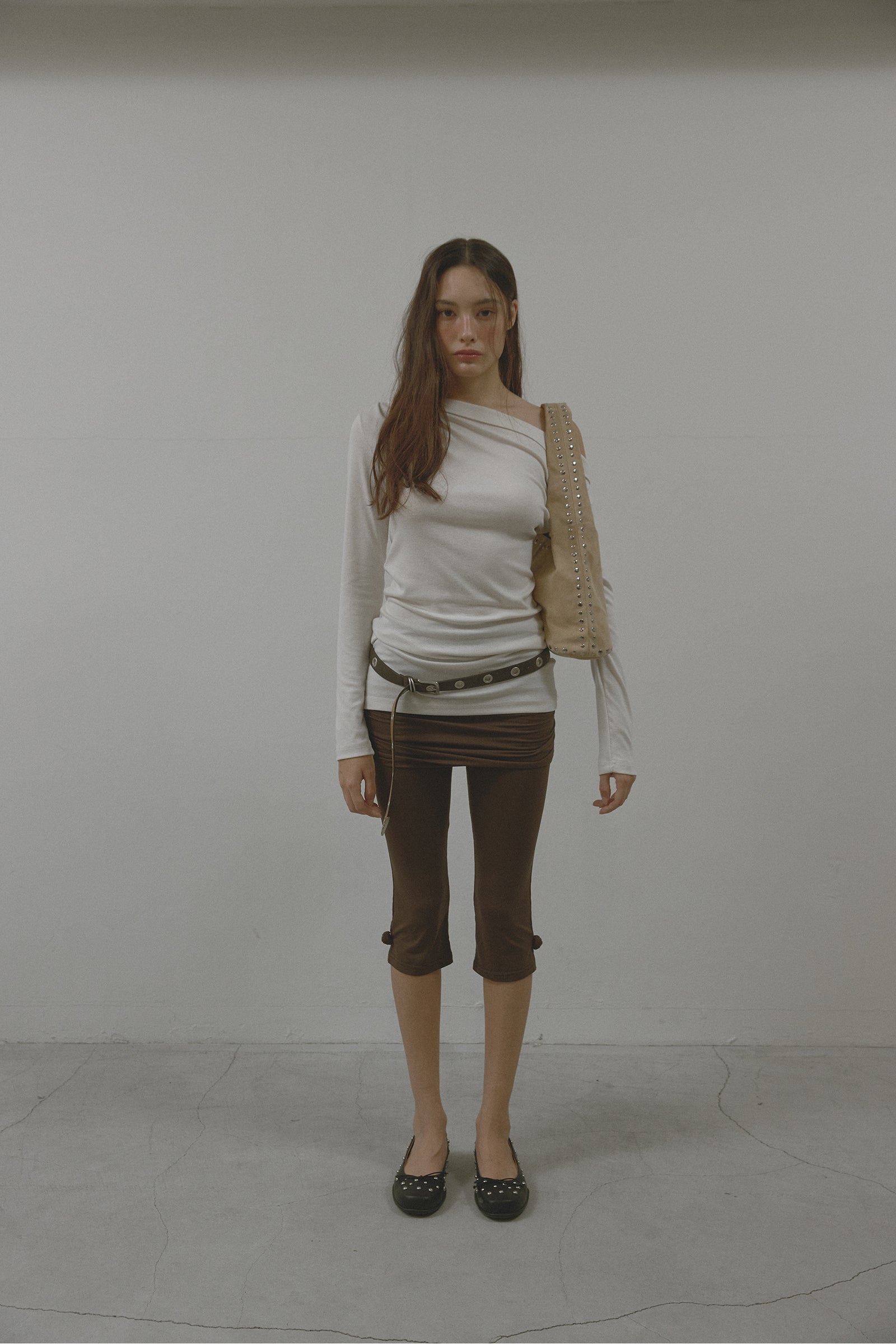 REAL SUEDE BOHO STUD BAG_BEIGE