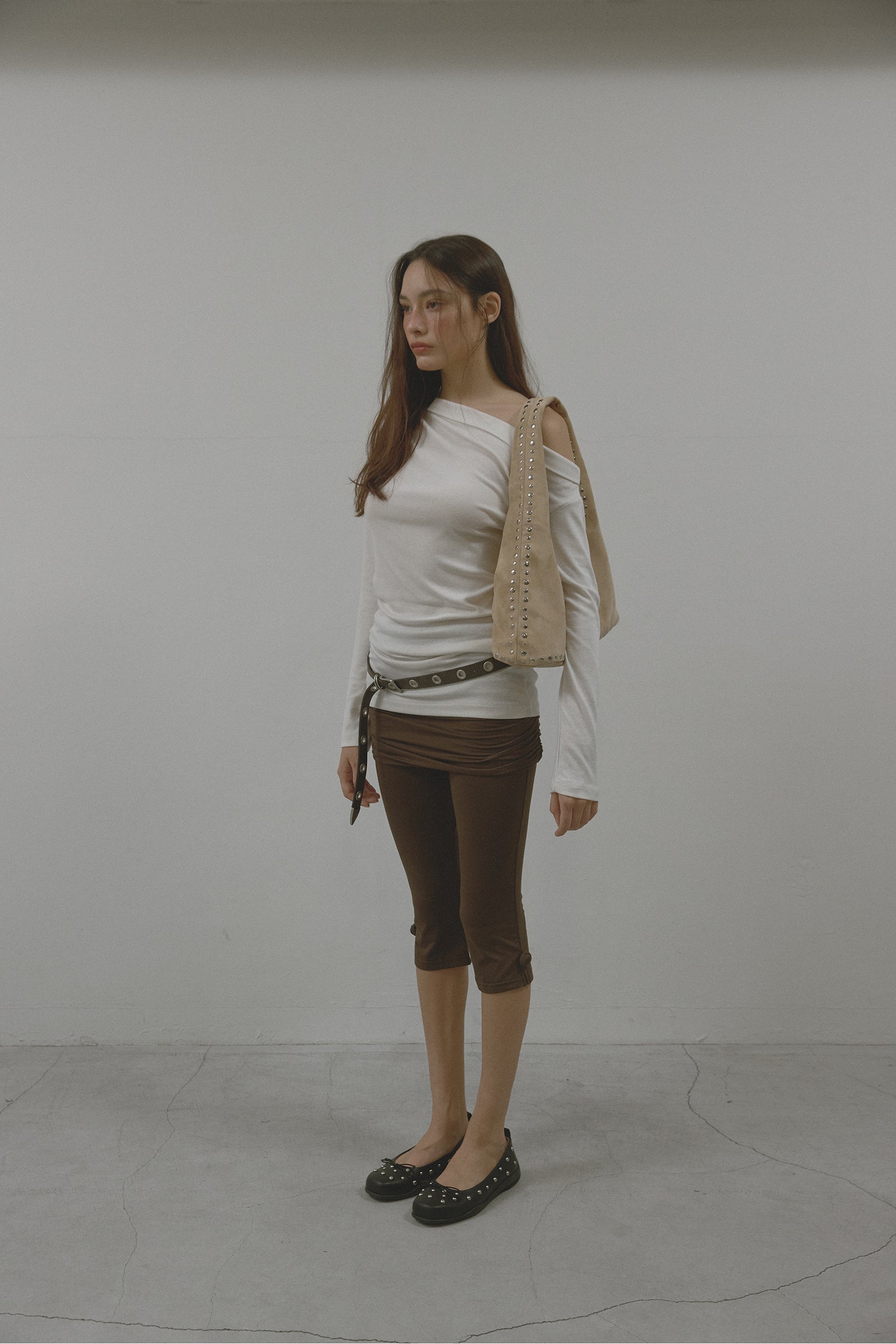 REAL SUEDE BOHO STUD BAG_BEIGE