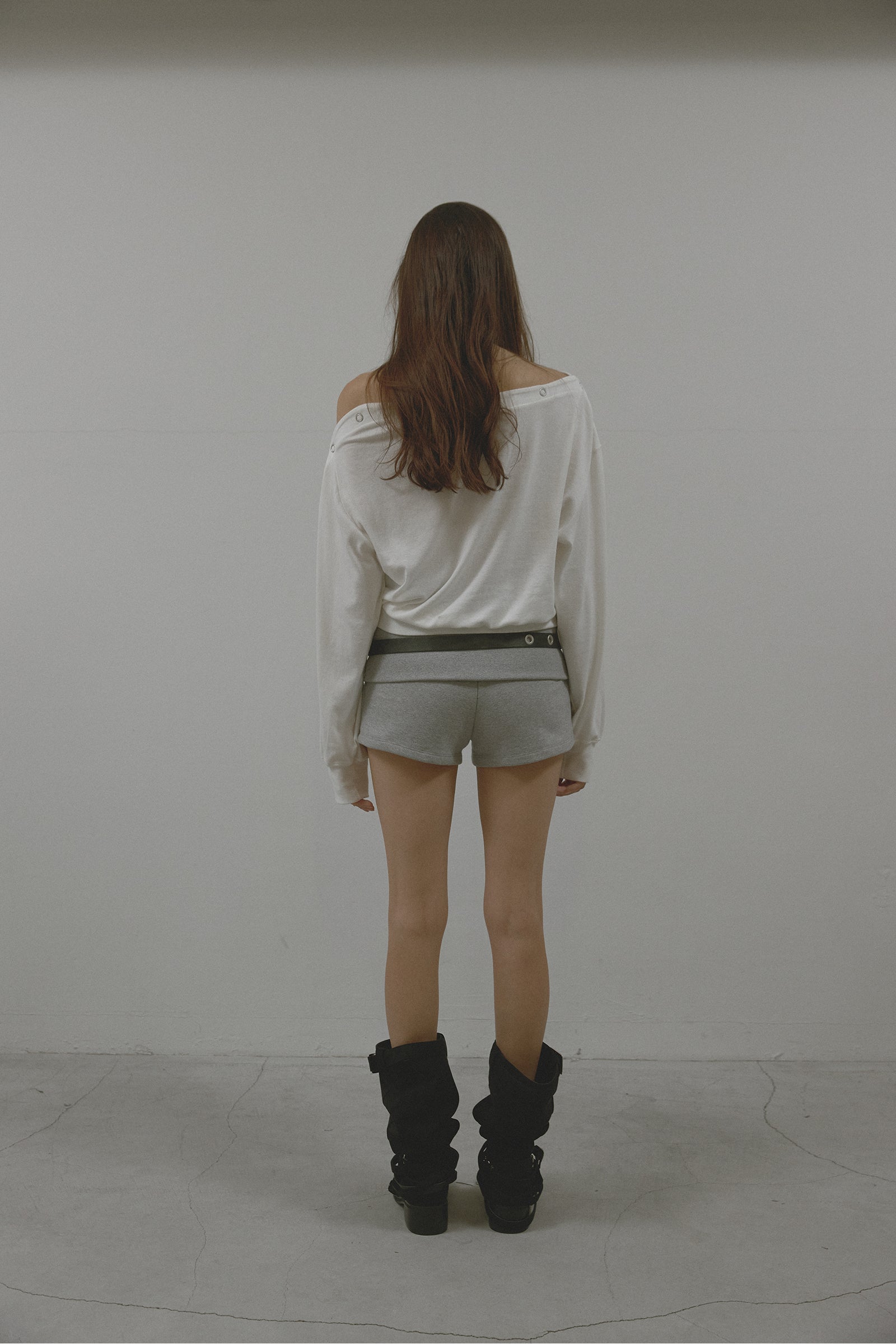STUD RIB SHORTS_MELANGE GREY