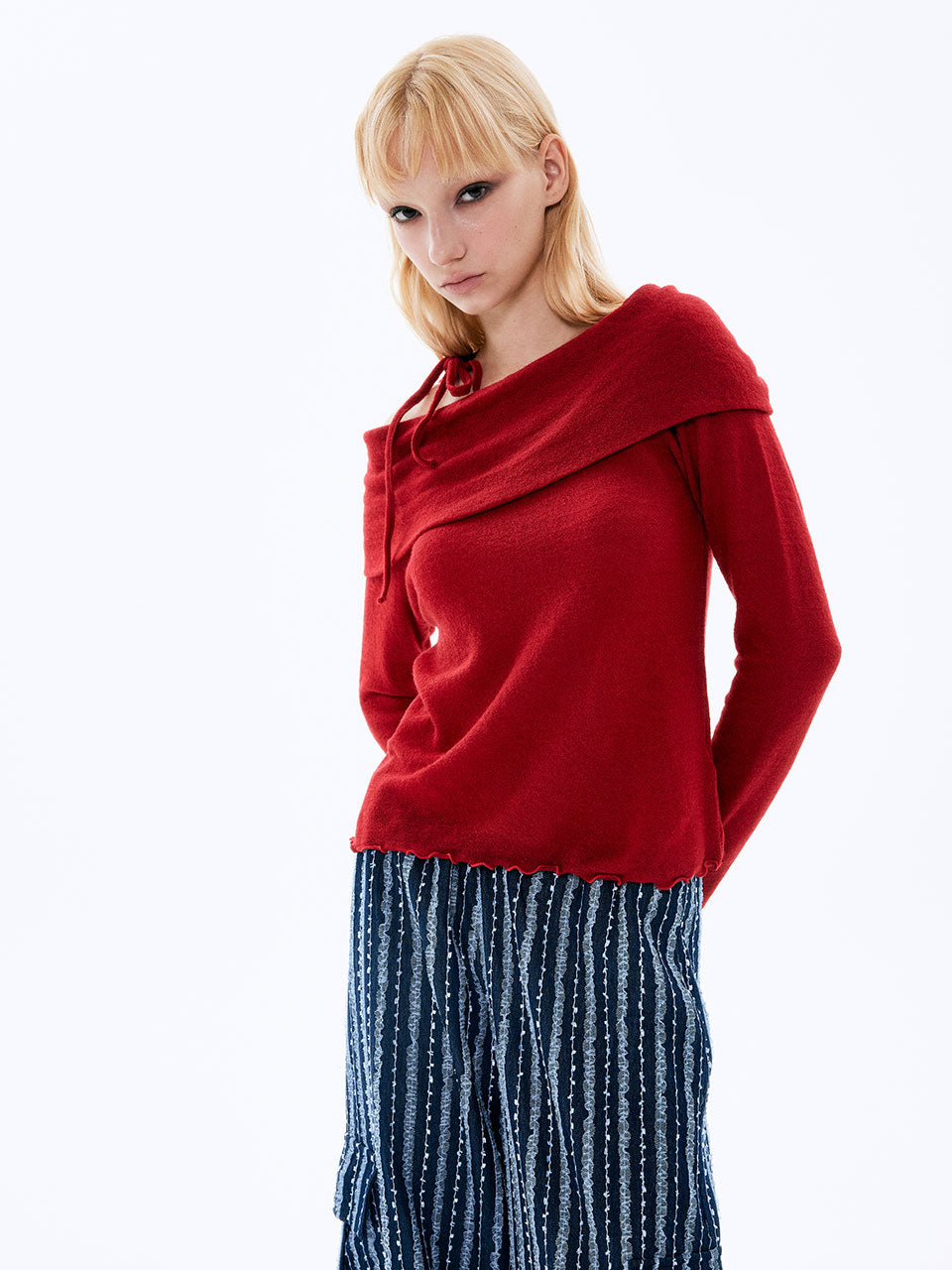 Wool Off-shoulder Top_Rouge