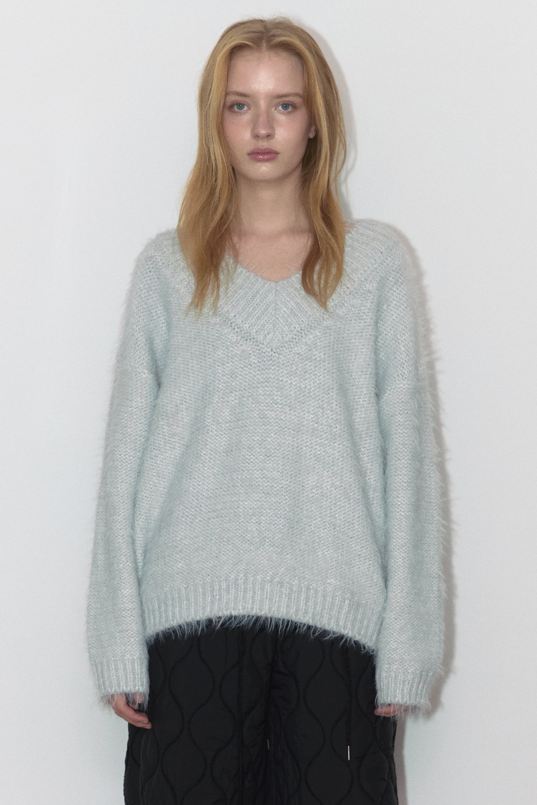 ANGEL V NECK KNIT_LIGHT GREY