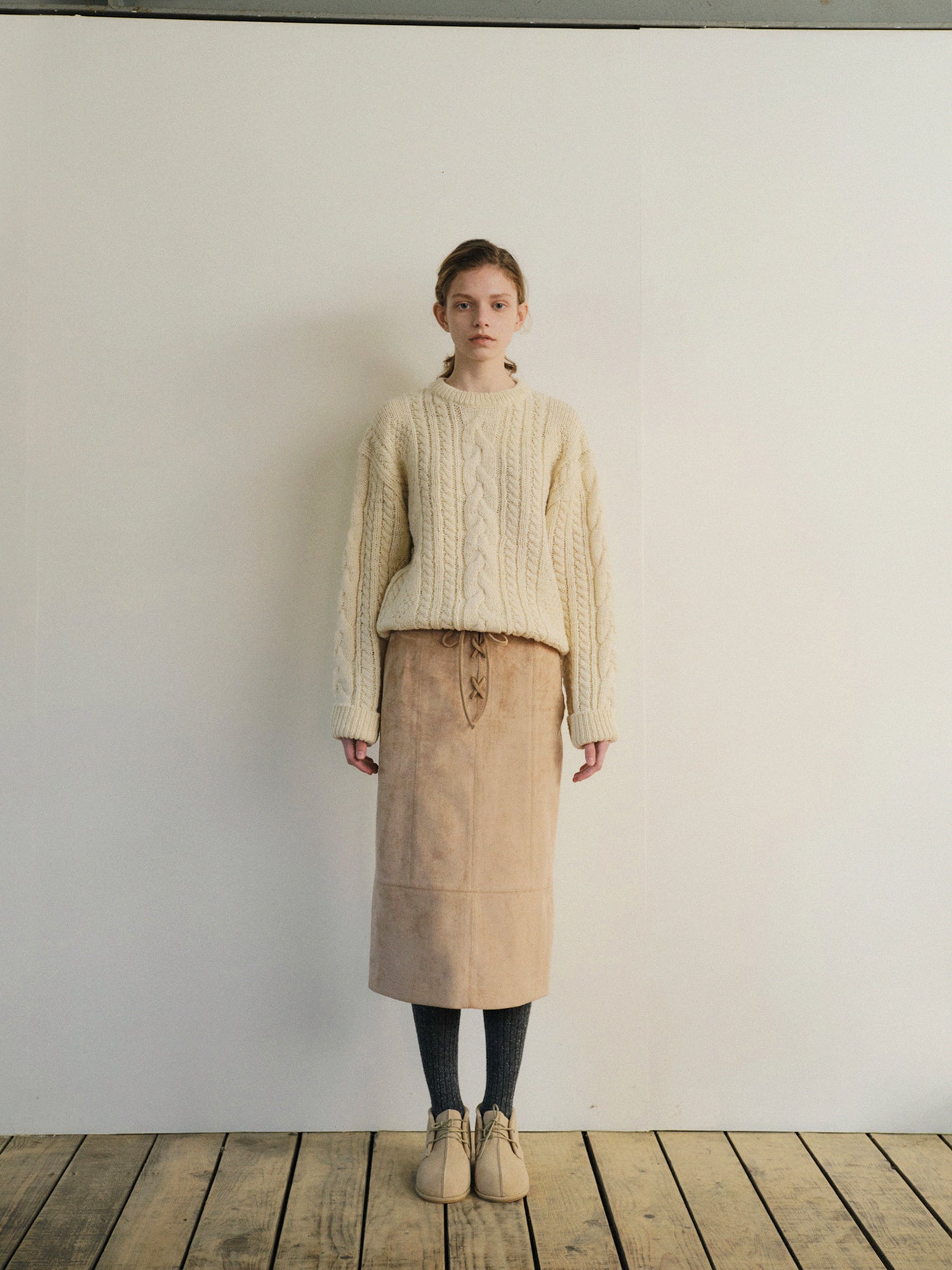 AVIGNON SUEDE SKIRT_BEIGE