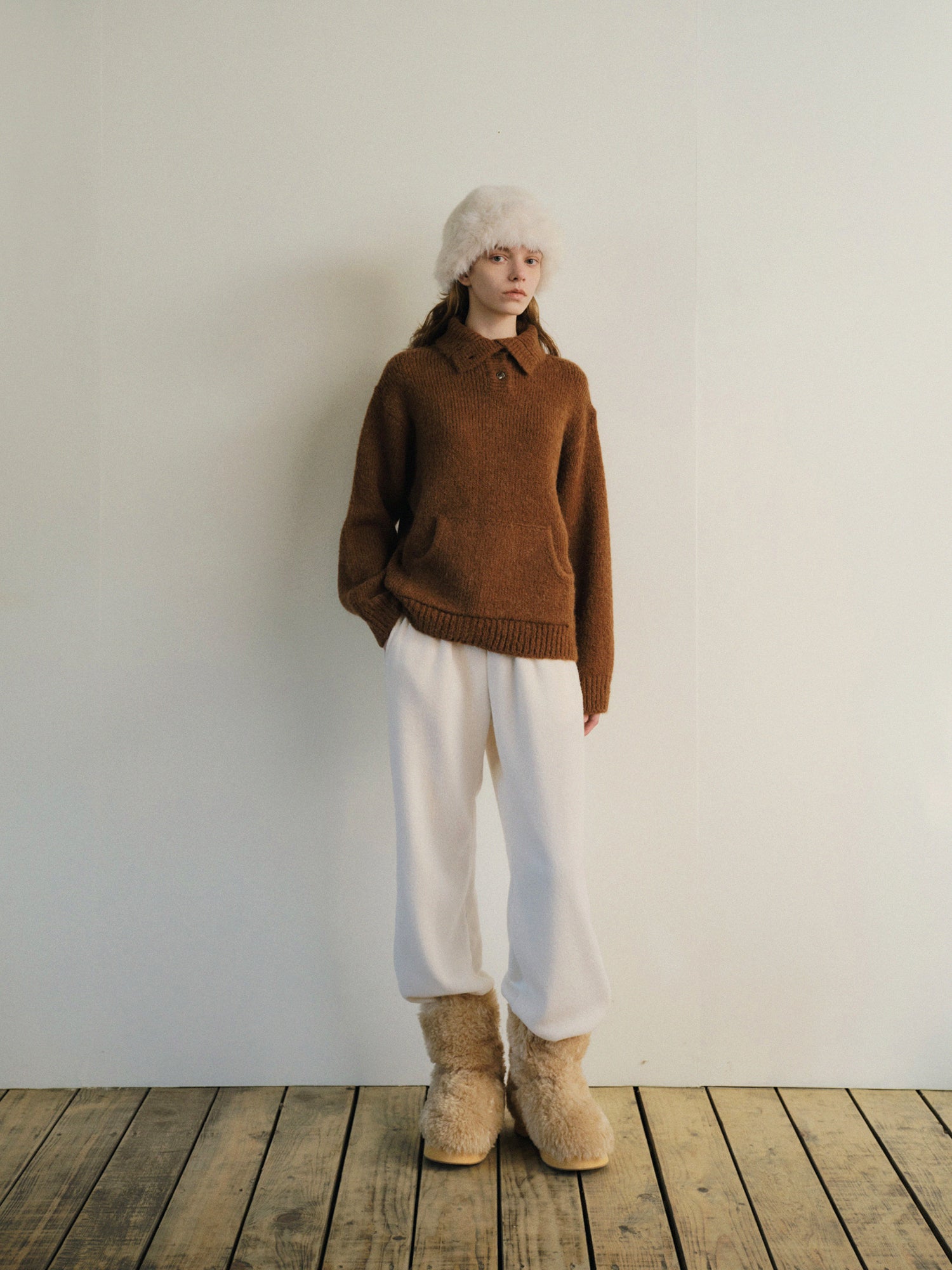 ALPACA BENNY KNIT_BROWN