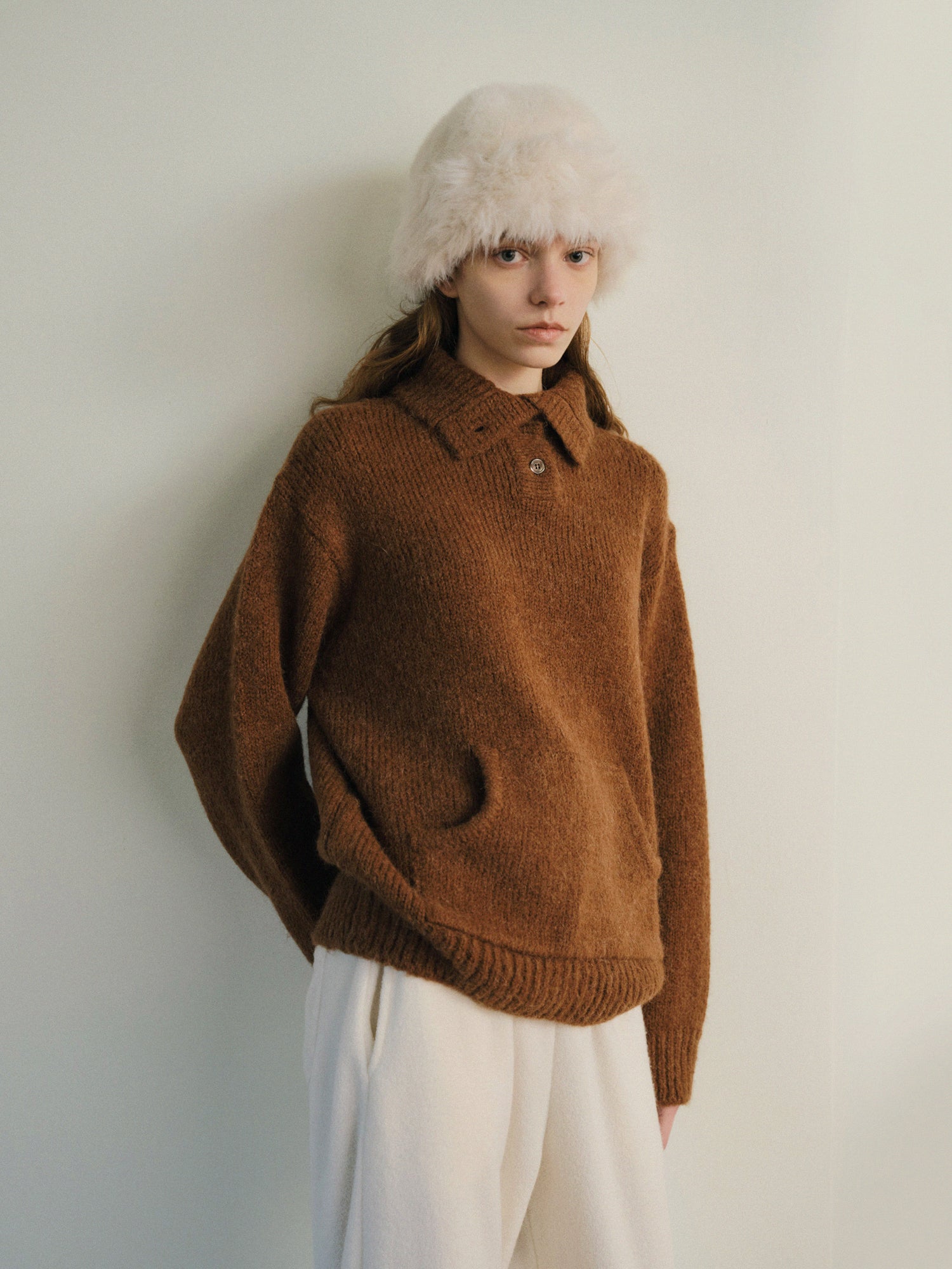 ALPACA BENNY KNIT_BROWN