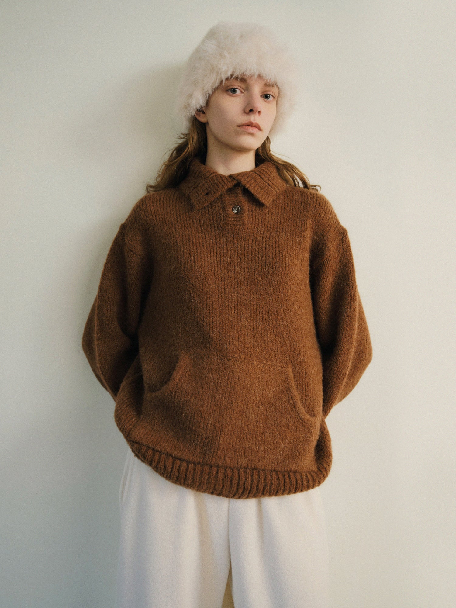 ALPACA BENNY KNIT_BROWN