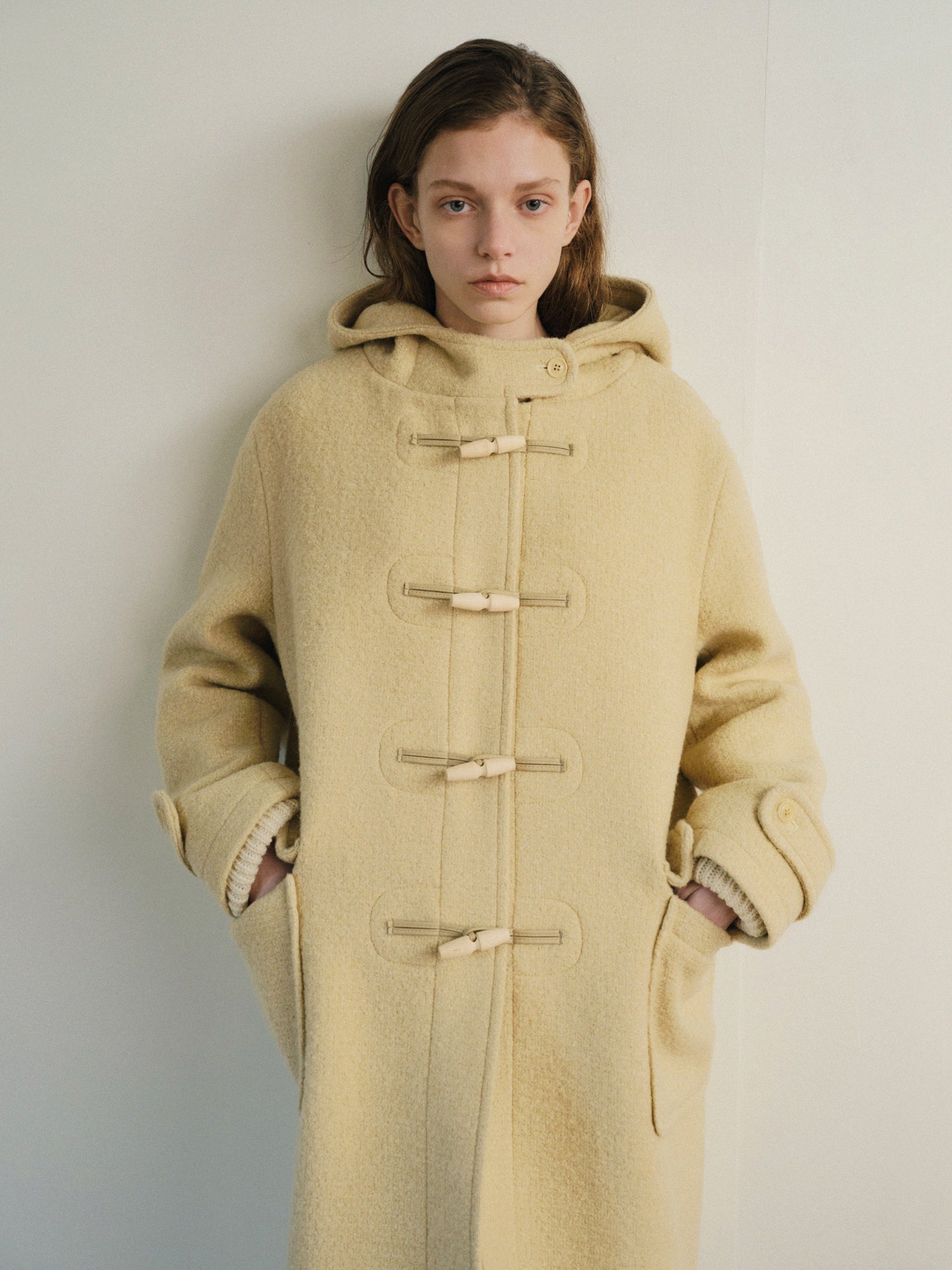 ANGORA TOI HOODED DUFFLE COAT_BUTTER