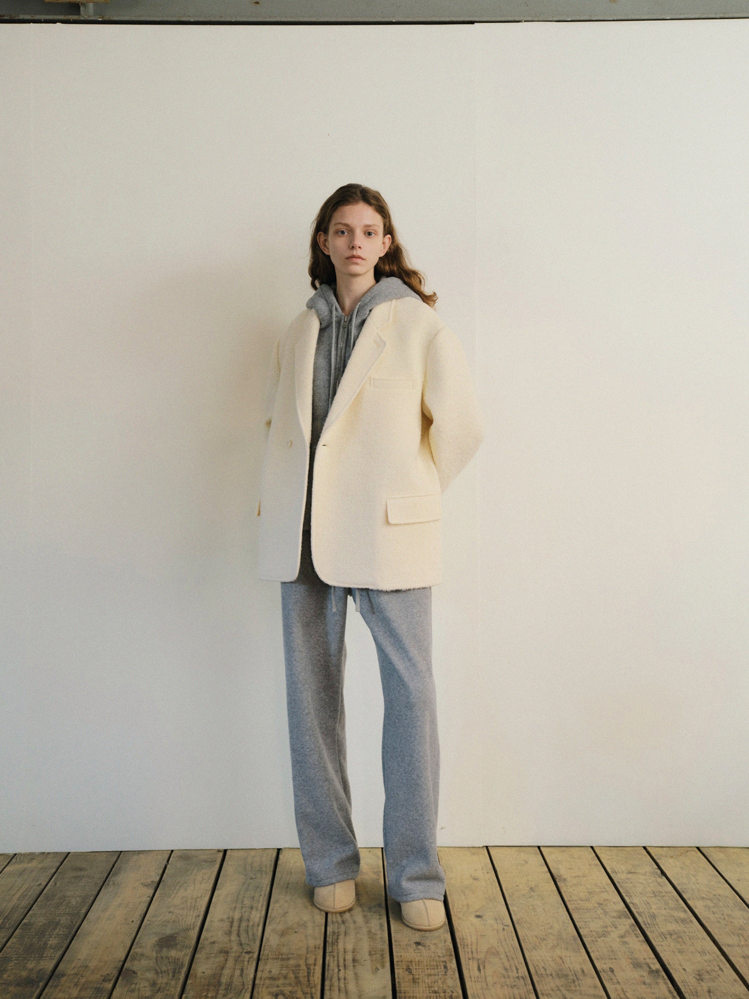 ALPACA BRIOCHE BOUCLE JACKET_IVORY