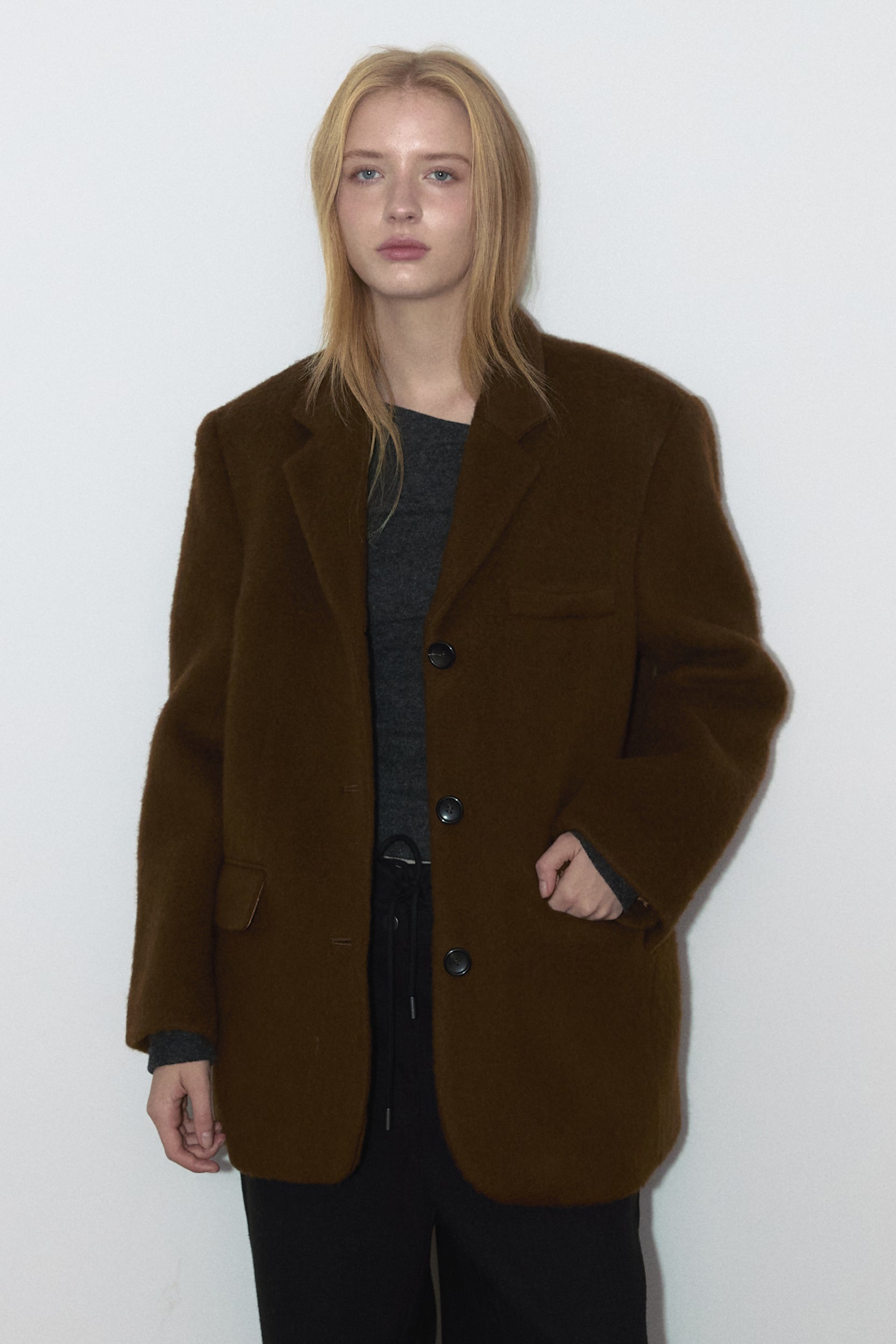 MOHAIR WOOL JACKET_MARRON