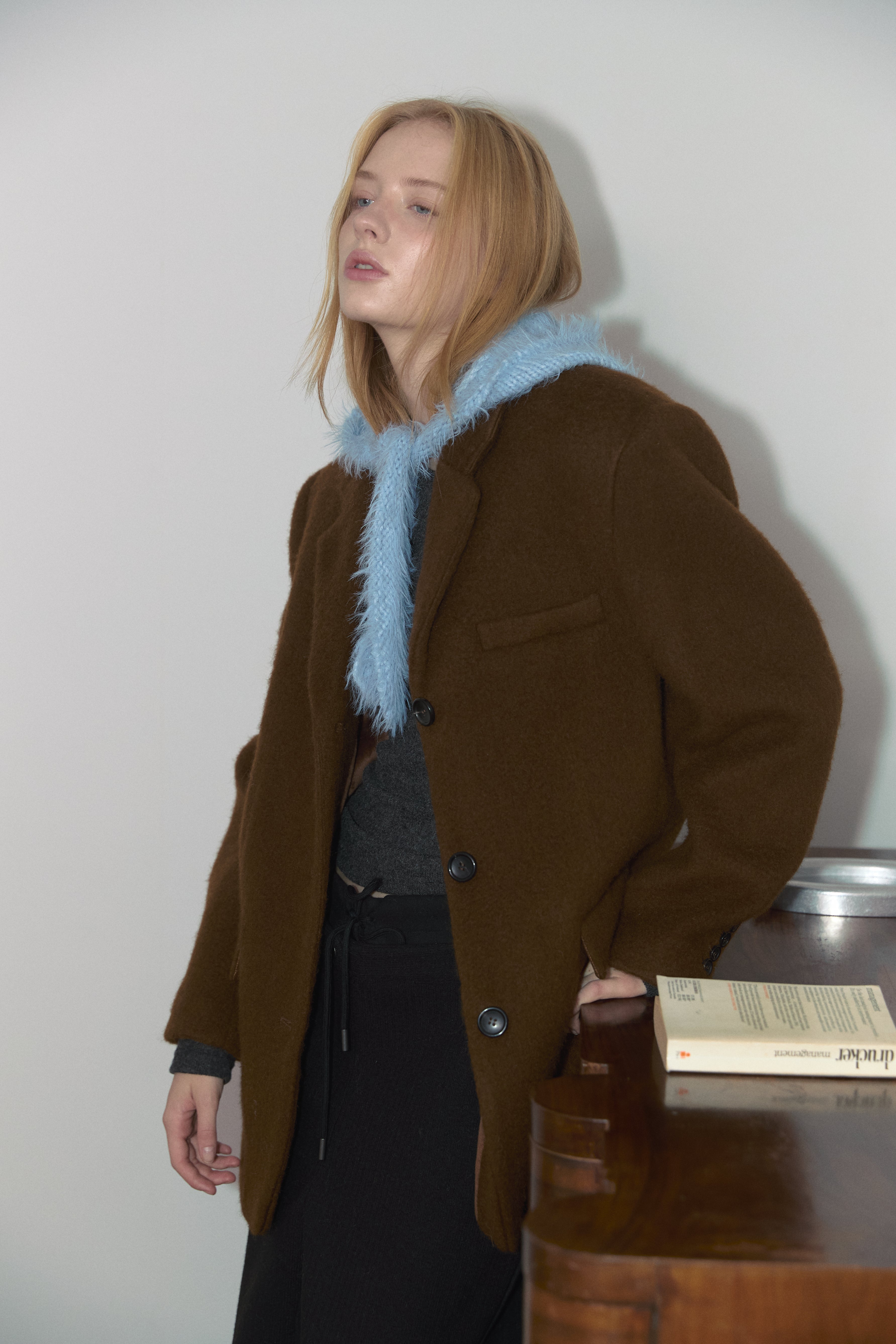 MOHAIR WOOL JACKET_BROWN