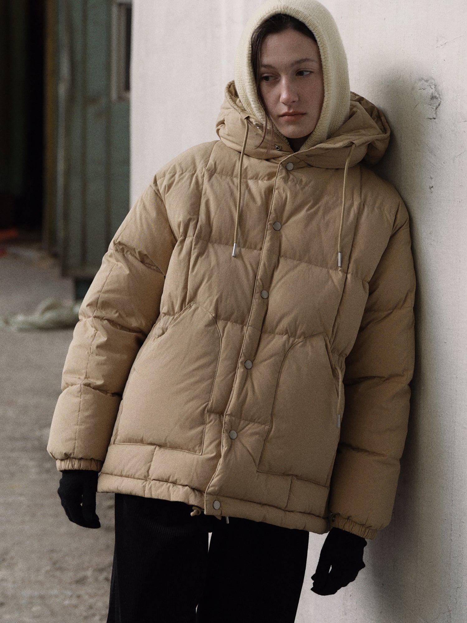 DUNNE HALF PADDED JACKET_BEIGE