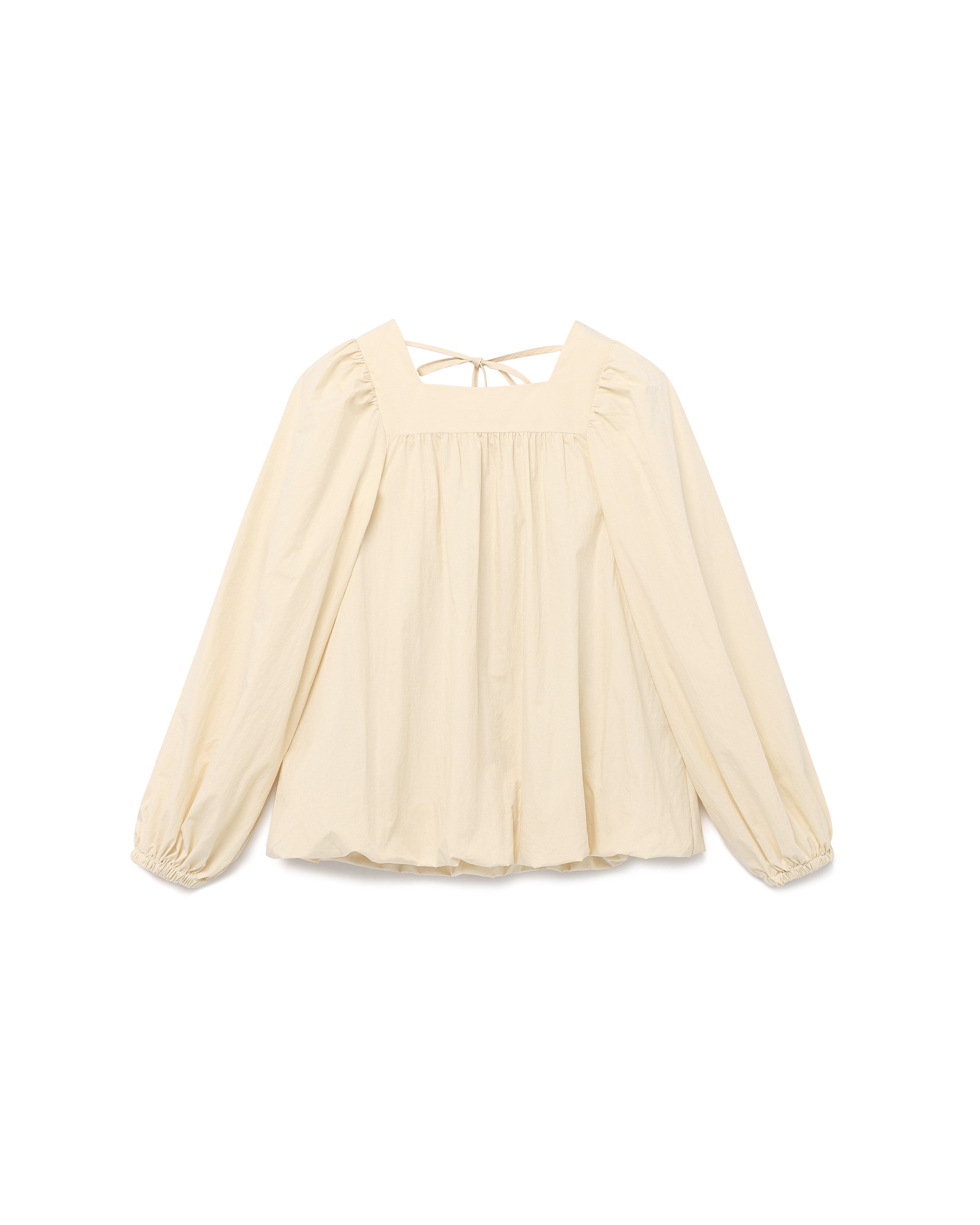 SQUARE NECK BALLOON BLOUSE_BEIGE