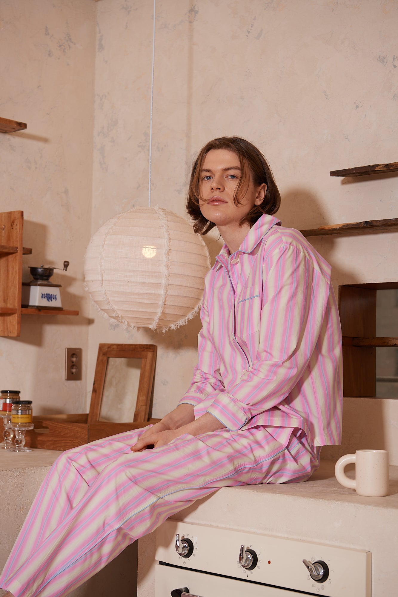 PASTEL STRIPE COTTON PAJAMA SET