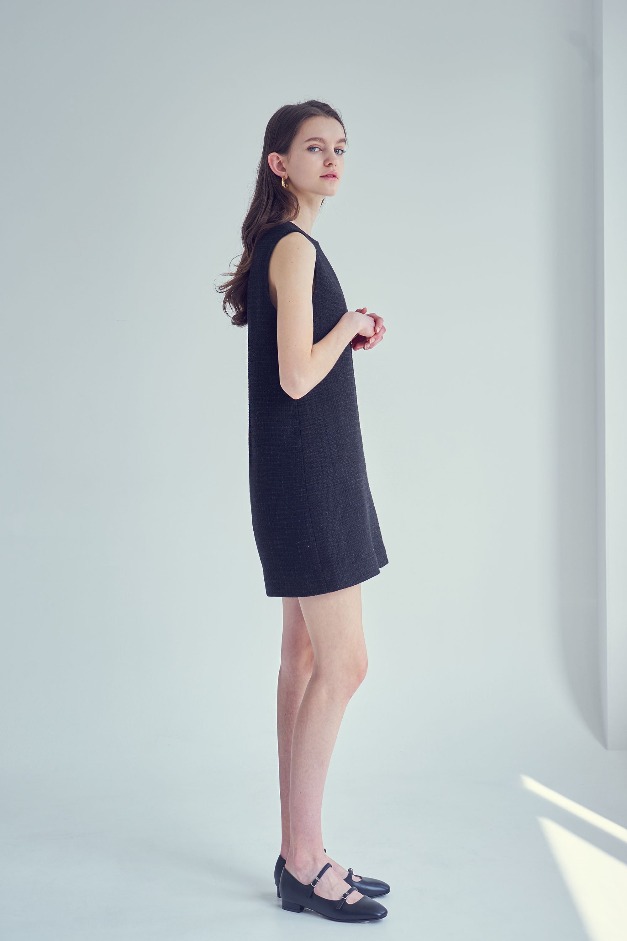 TWEED MINI DRESS_BLACK