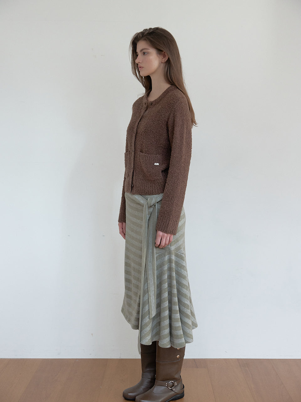 CARDIGAN TEXTURÉ EN MAILLE BOUCLÉE_MARRON