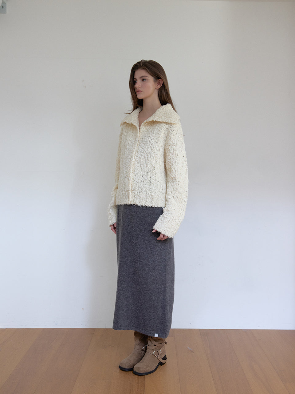 COZY CARDIGAN À COL MONTANT_IVOIRE