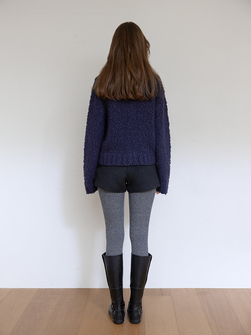 COZY CARDIGAN À COL MONTANT_BLEU MARINE