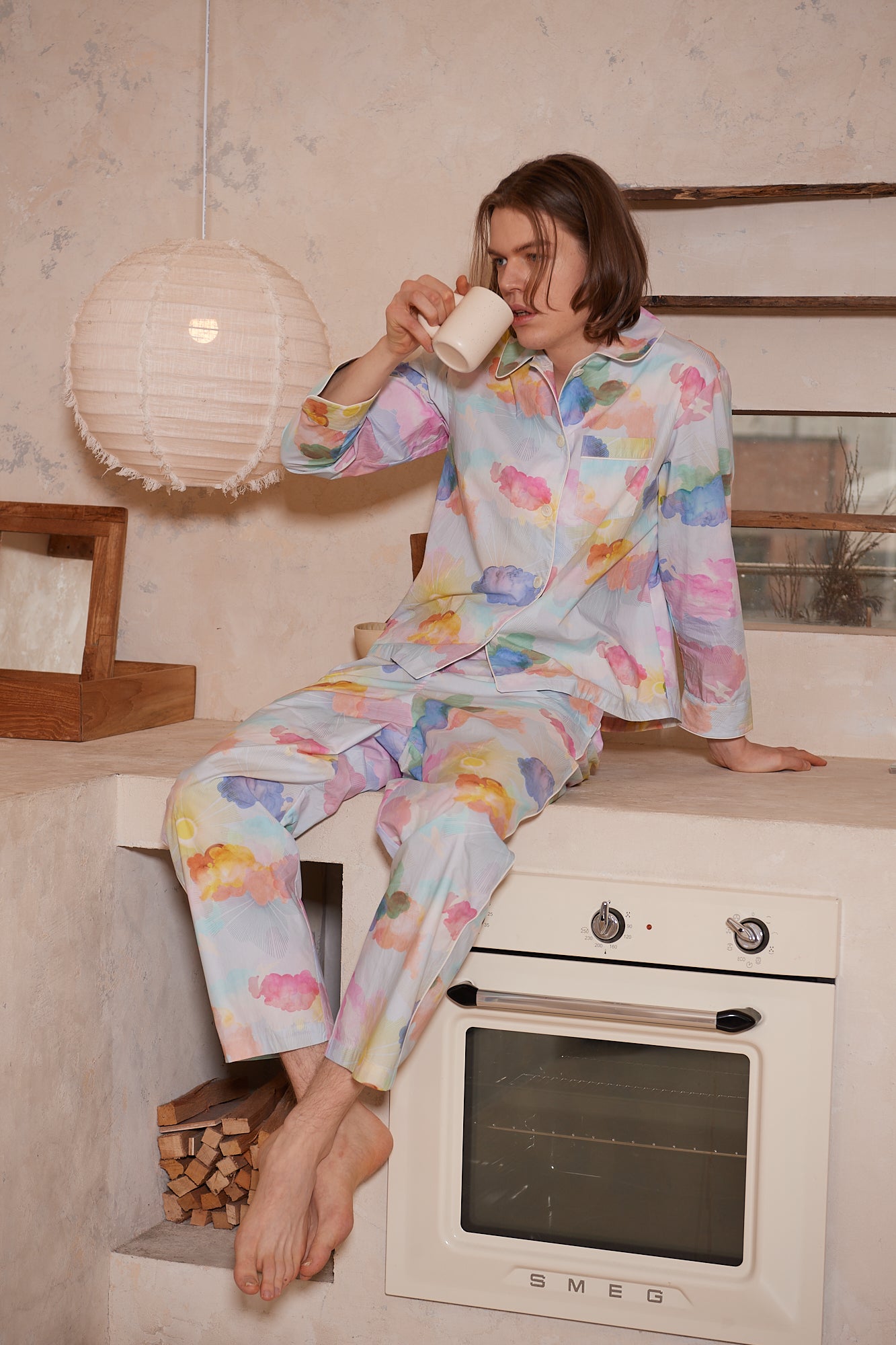 WATERCOLOUR SKY COTTON PAJAMA SET