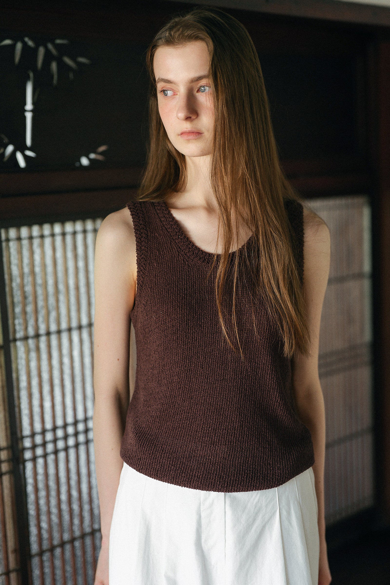 HARRIETTE KNIT SLEEVELESS_MARRON