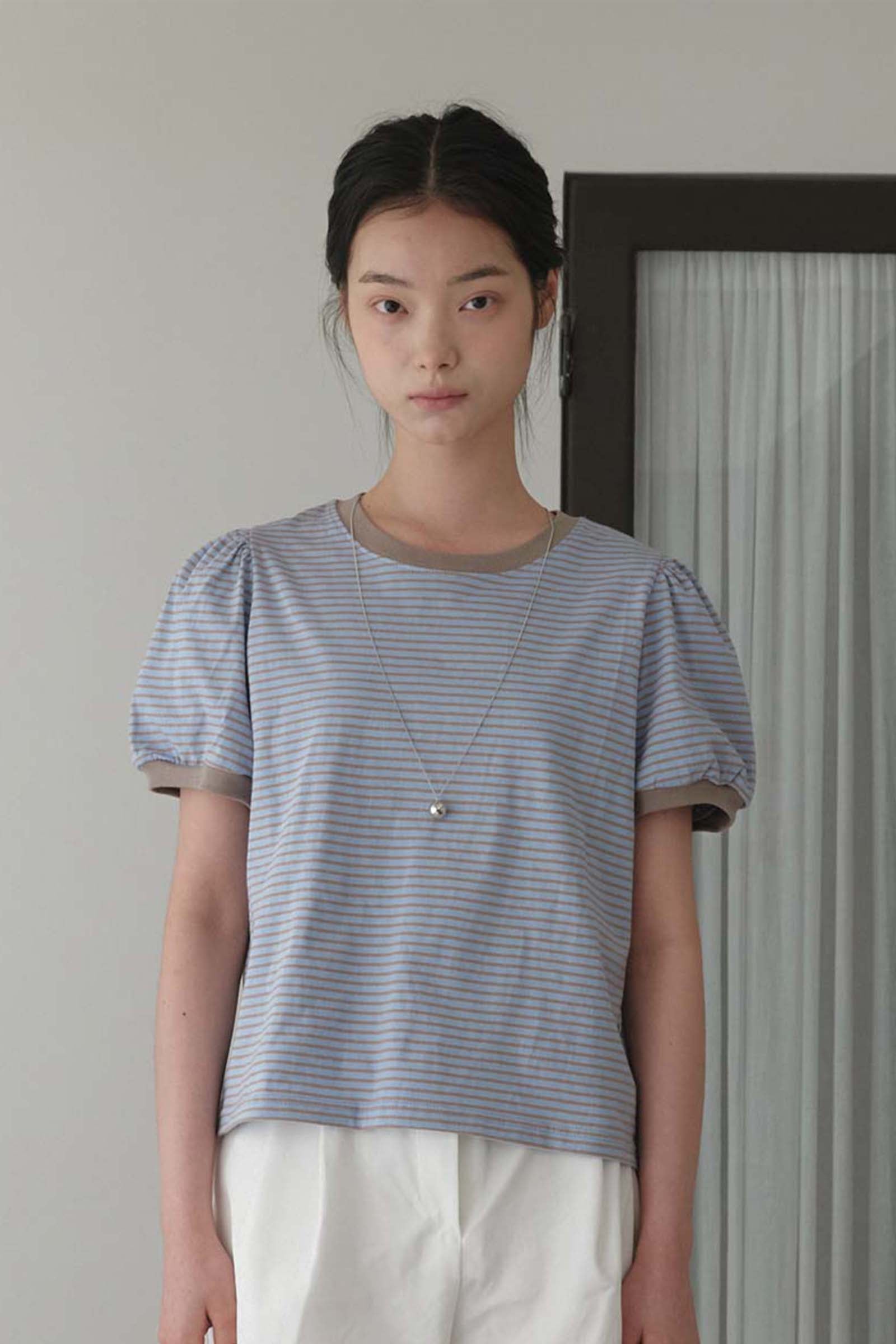 FINE STRIPE T-SHIRT_BROWN