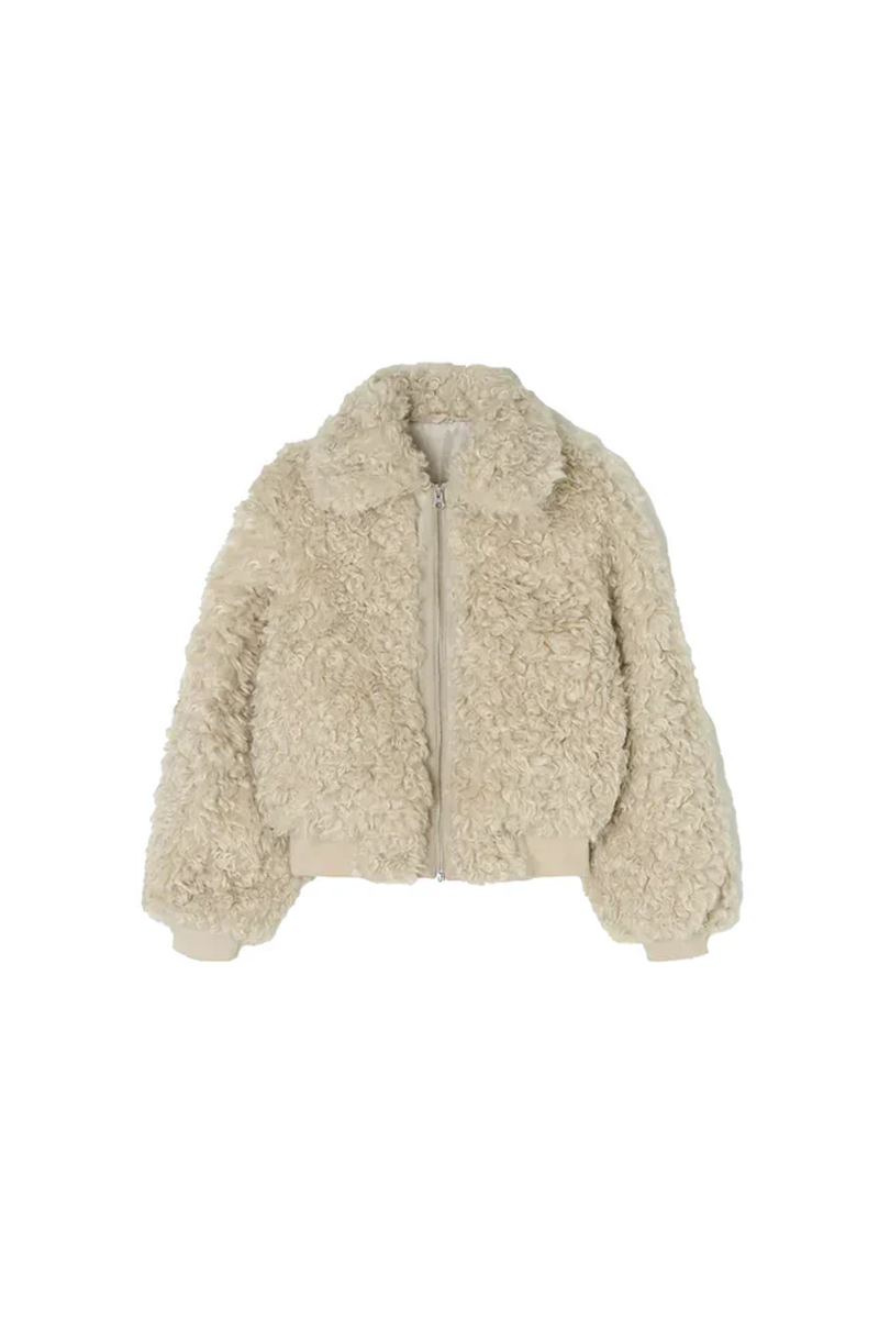 CROPPED ZIP-UP FUR JACKET_BEIGE GREY