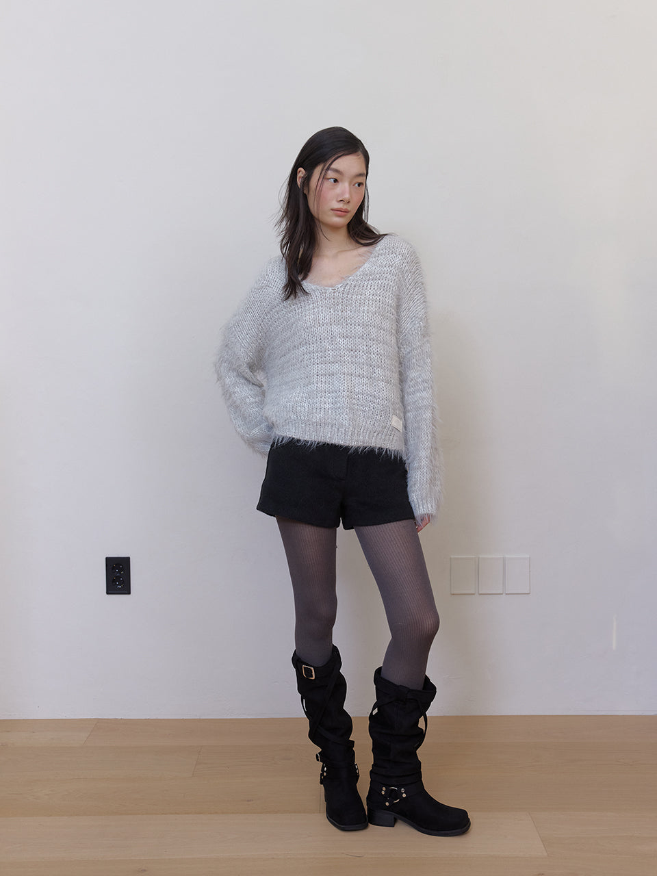 FUZZ V KNIT_GRIS CHINÉ