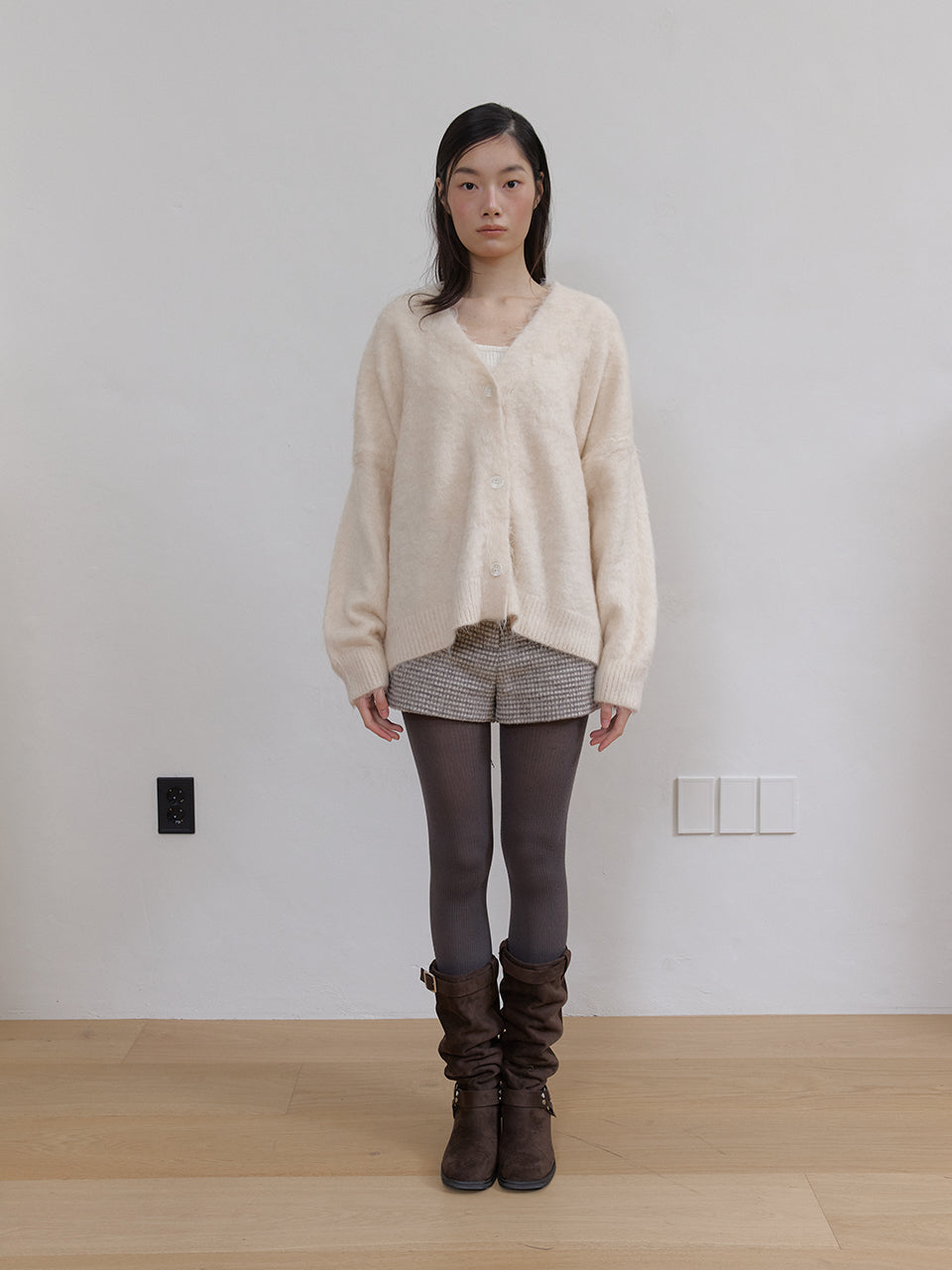 HAIRLY BRUSH MIDI CADIGAN_IVORY