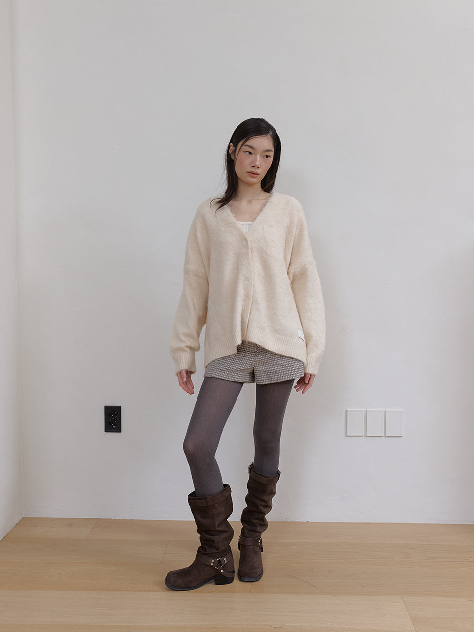 HAIRY BRUSH MIDI CADIGAN_IVORY