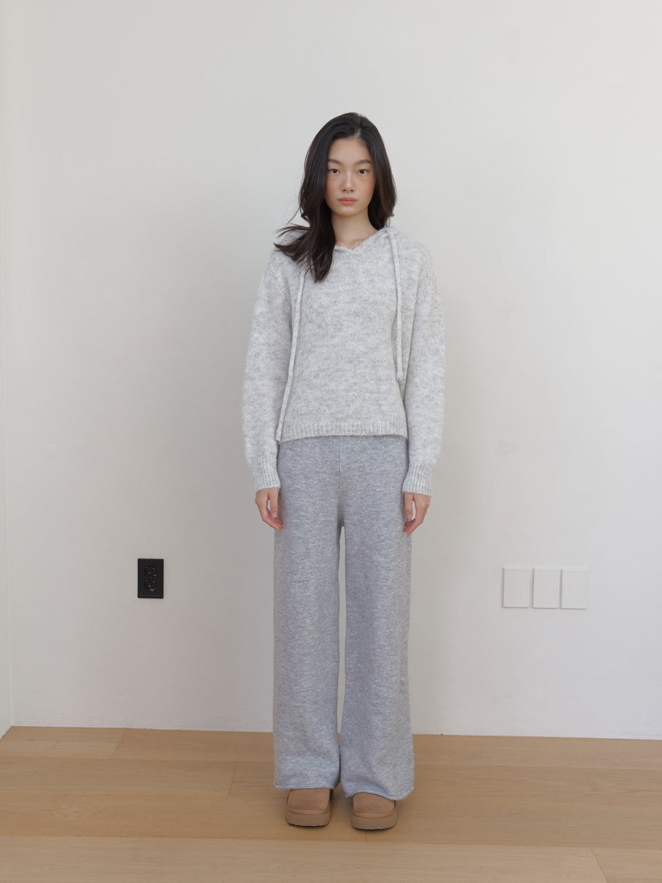 AS BASIC WOOl KNIT HOODY_MELANGE GREY