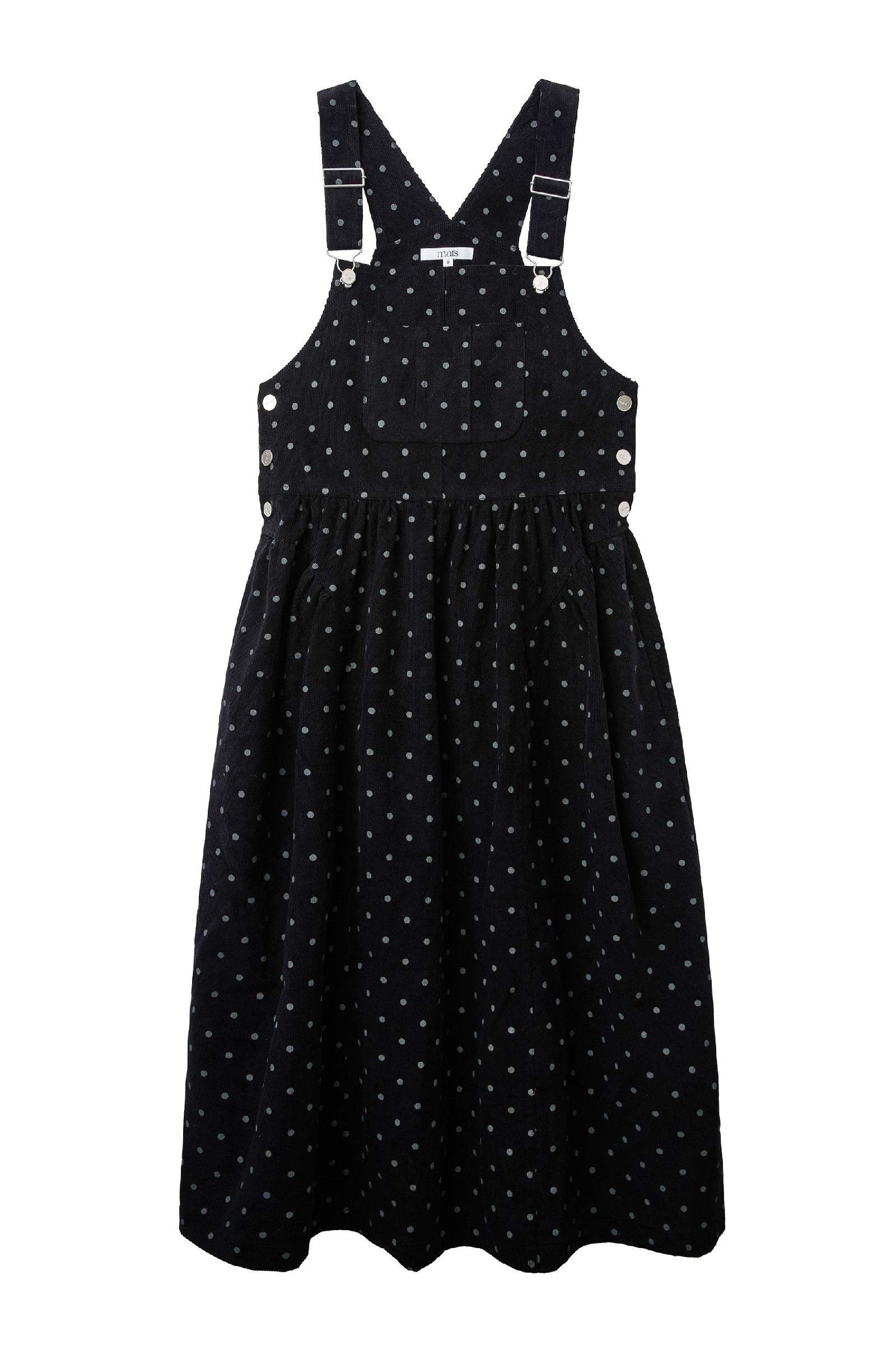 DOT PUFF CORDUROY OVERALL DRESS_BLACK