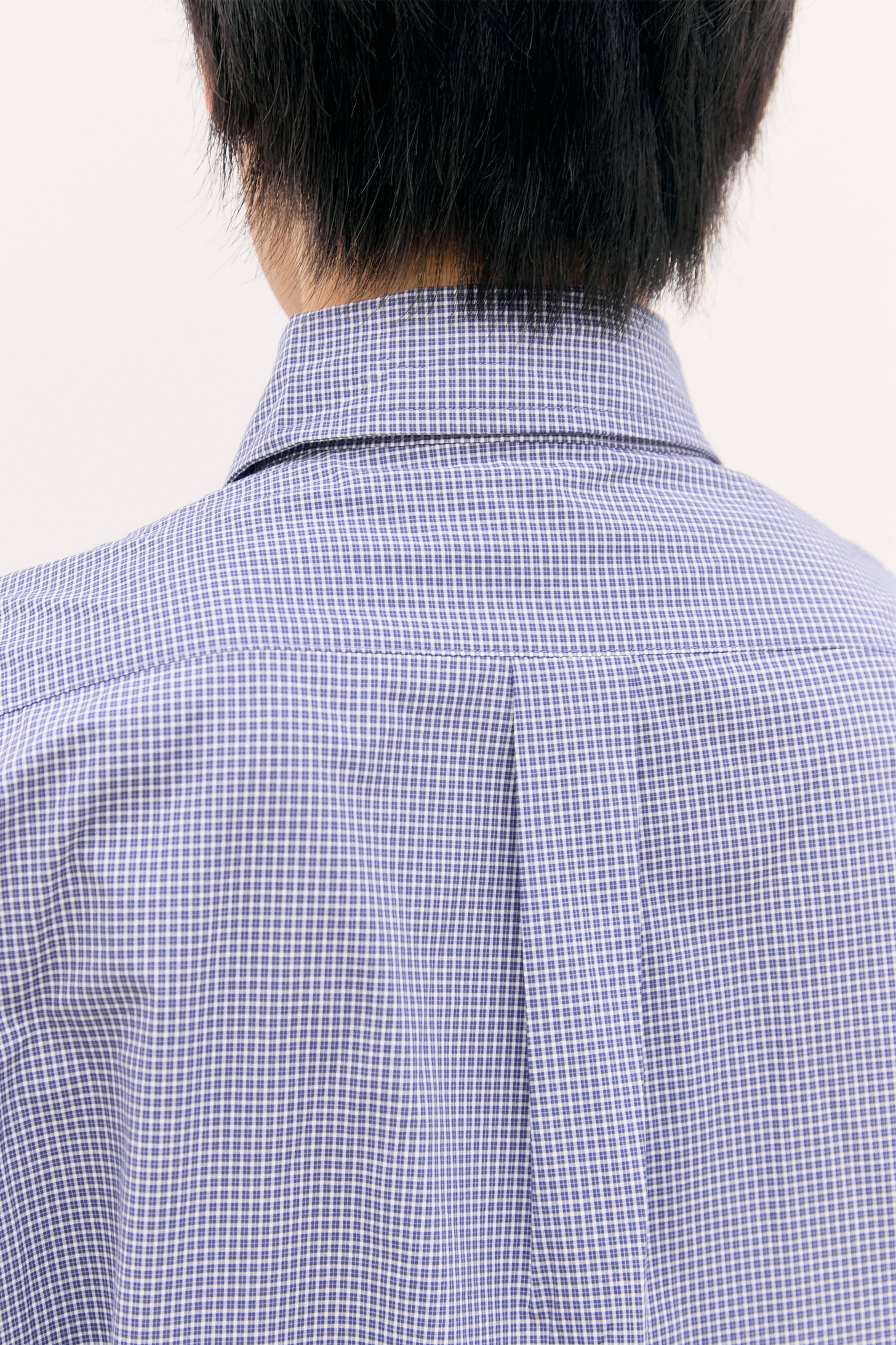 CHEMISE À CARREAUX À MANCHES RETROUSSÉES_BLEU MARINE