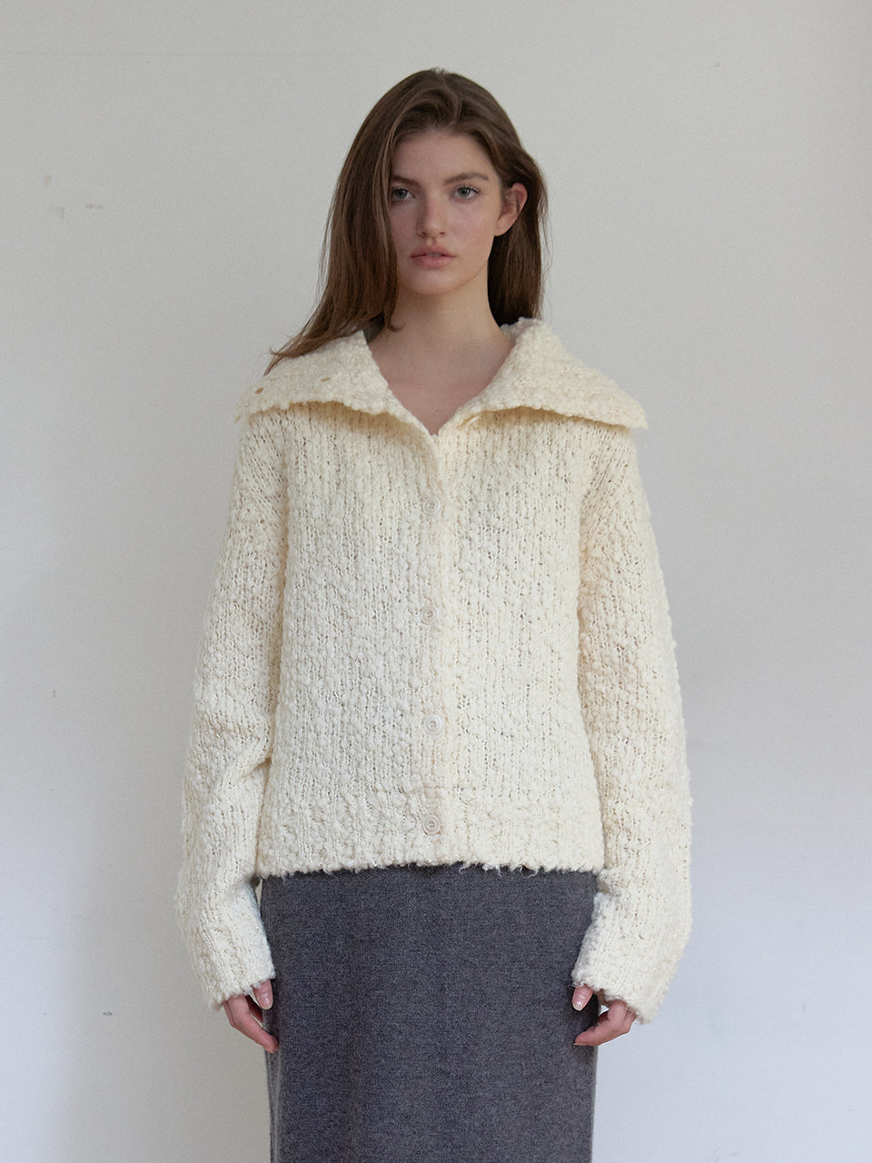 COZY CARDIGAN À COL MONTANT_IVOIRE