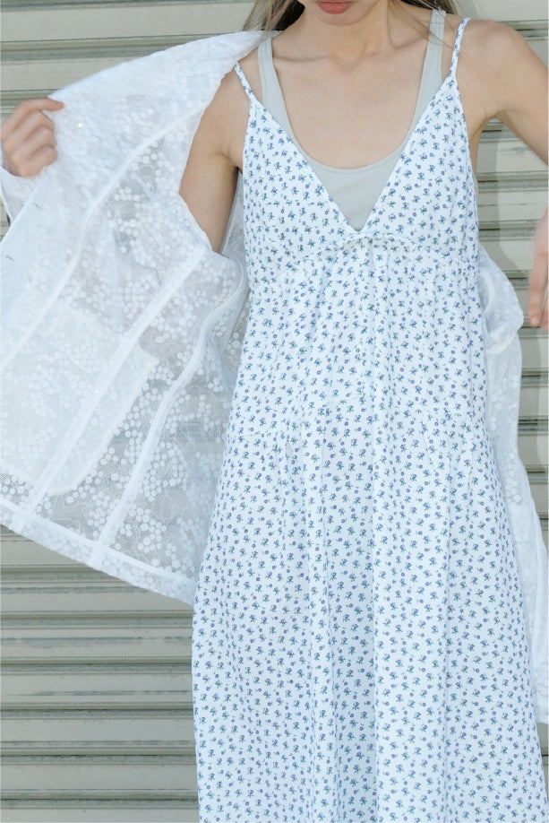 FLOWER TRIANGLE STRING DRESS_WHITE