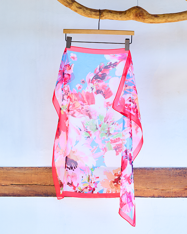 FLOWER SQUARE SILK SCARF