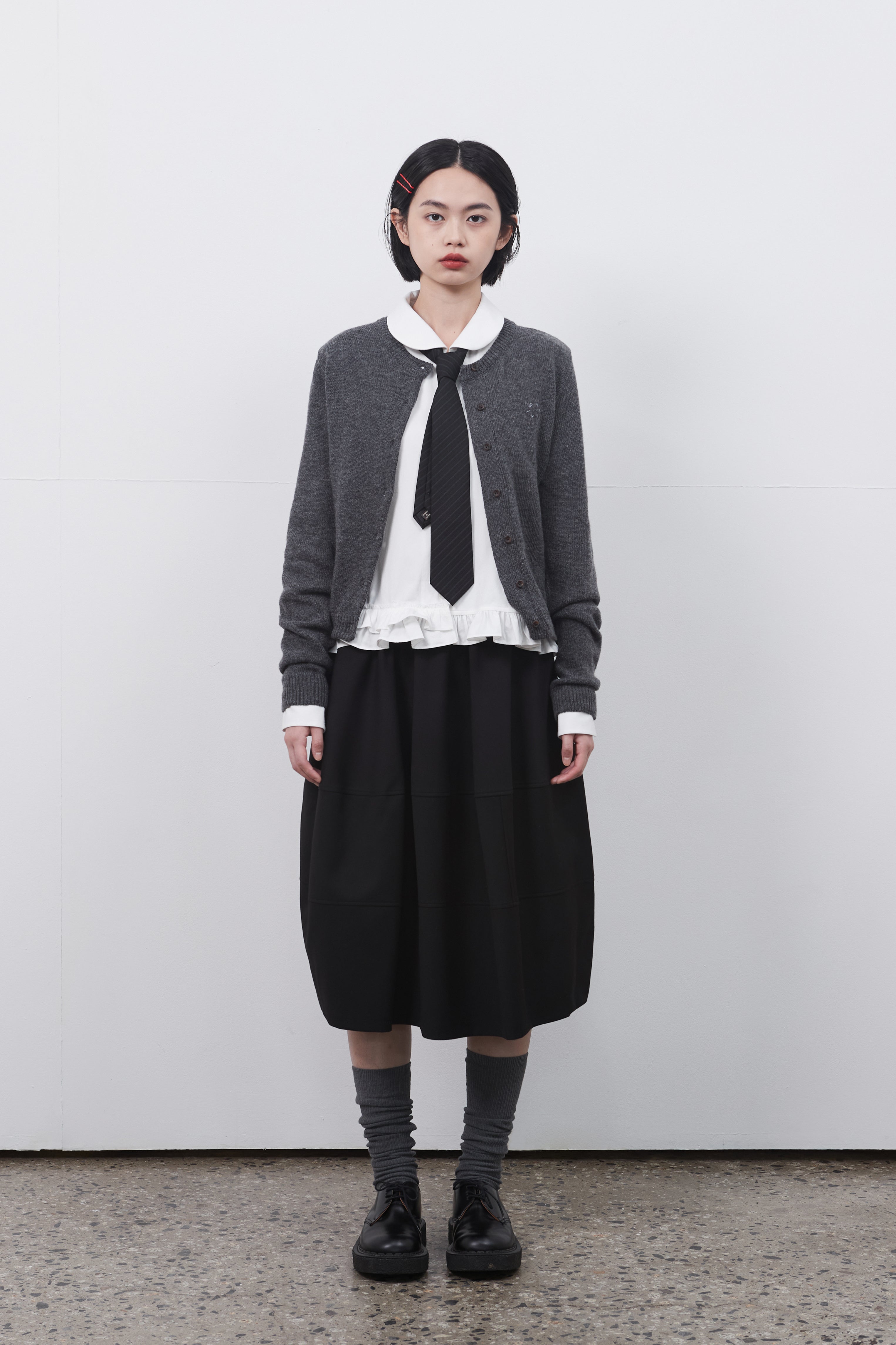 BALLON BANDING MIDI SKIRT_BLACK