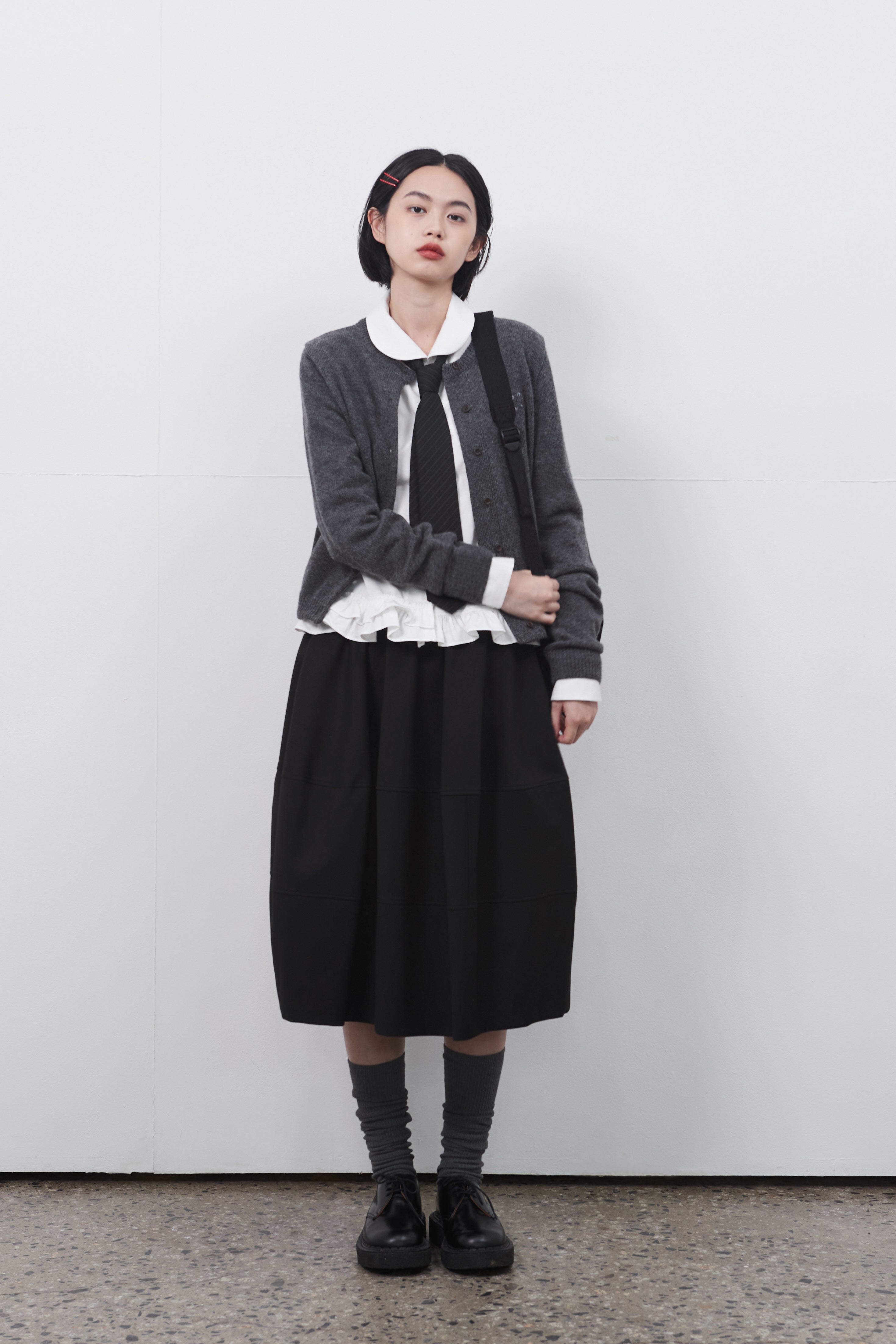 BALLON BANDING MIDI SKIRT_BLACK