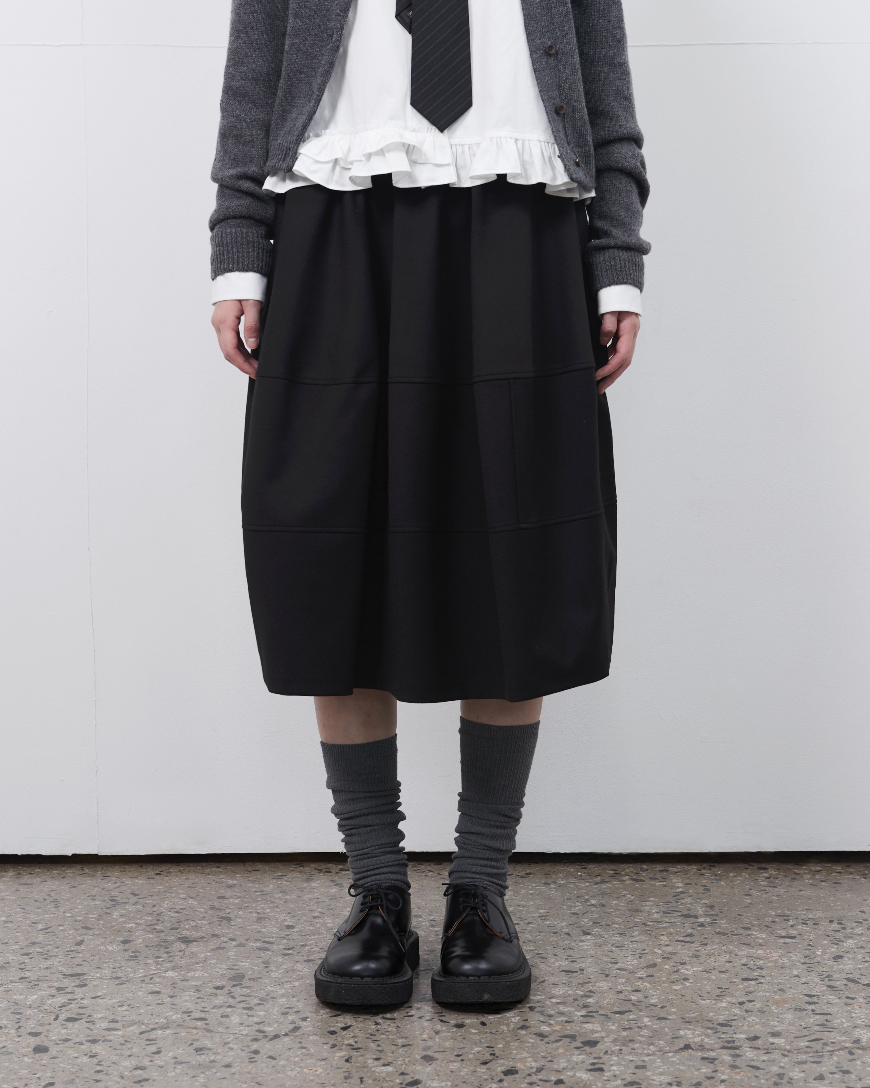 BALLON BANDING MIDI SKIRT_BLACK