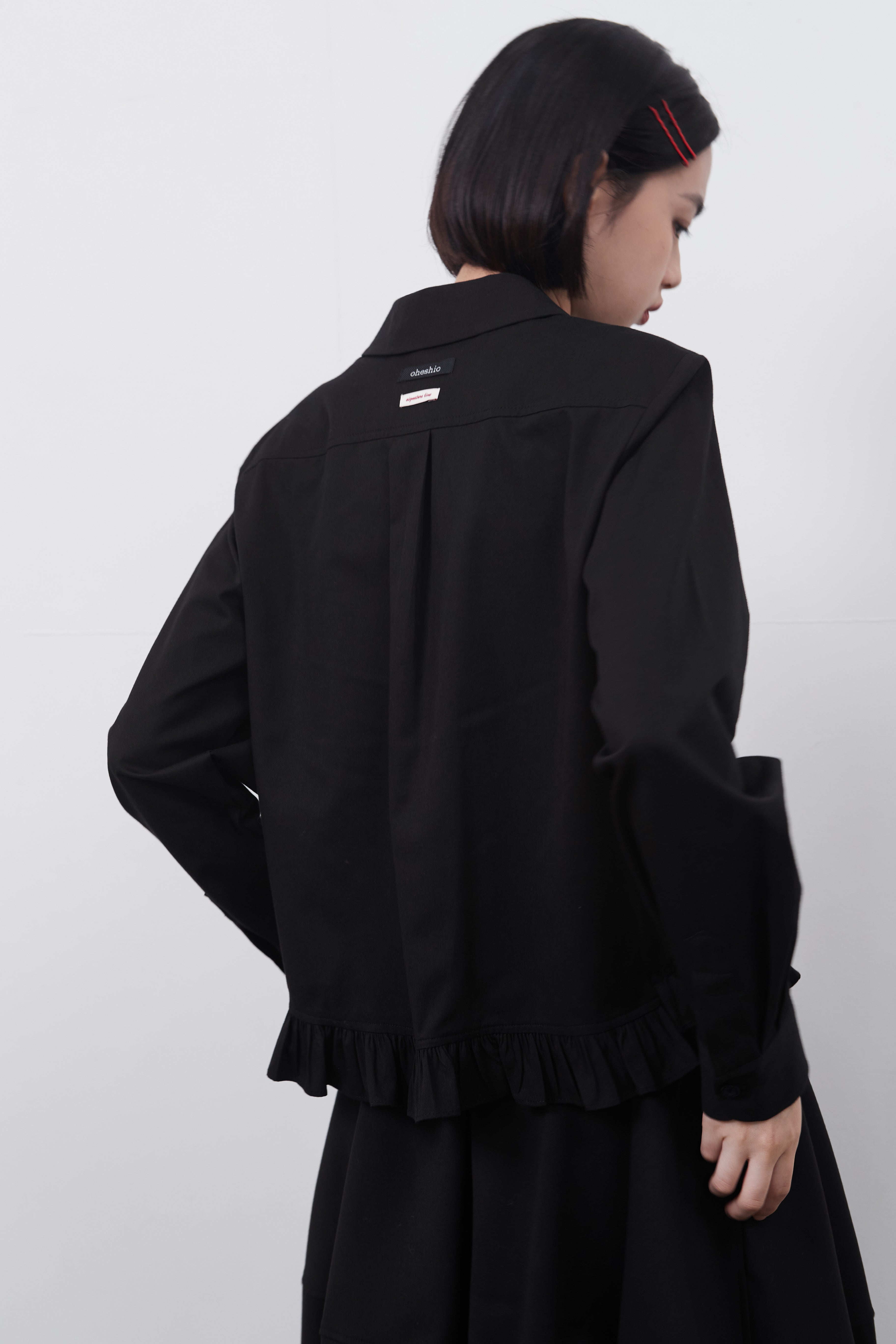  FRILL POCKET BLOUSE_NOIR