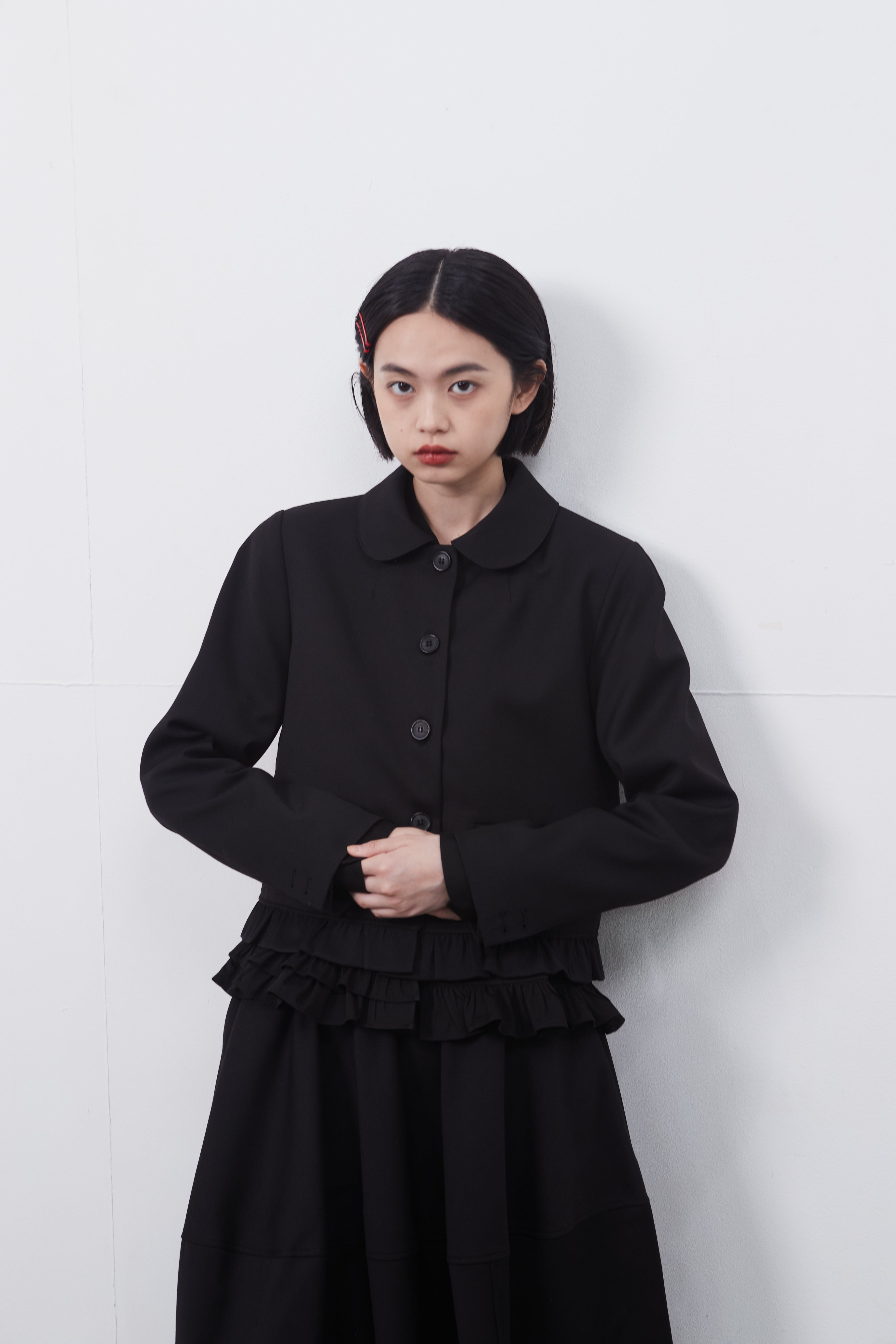 ROUND FRILL JACKET_BLACK