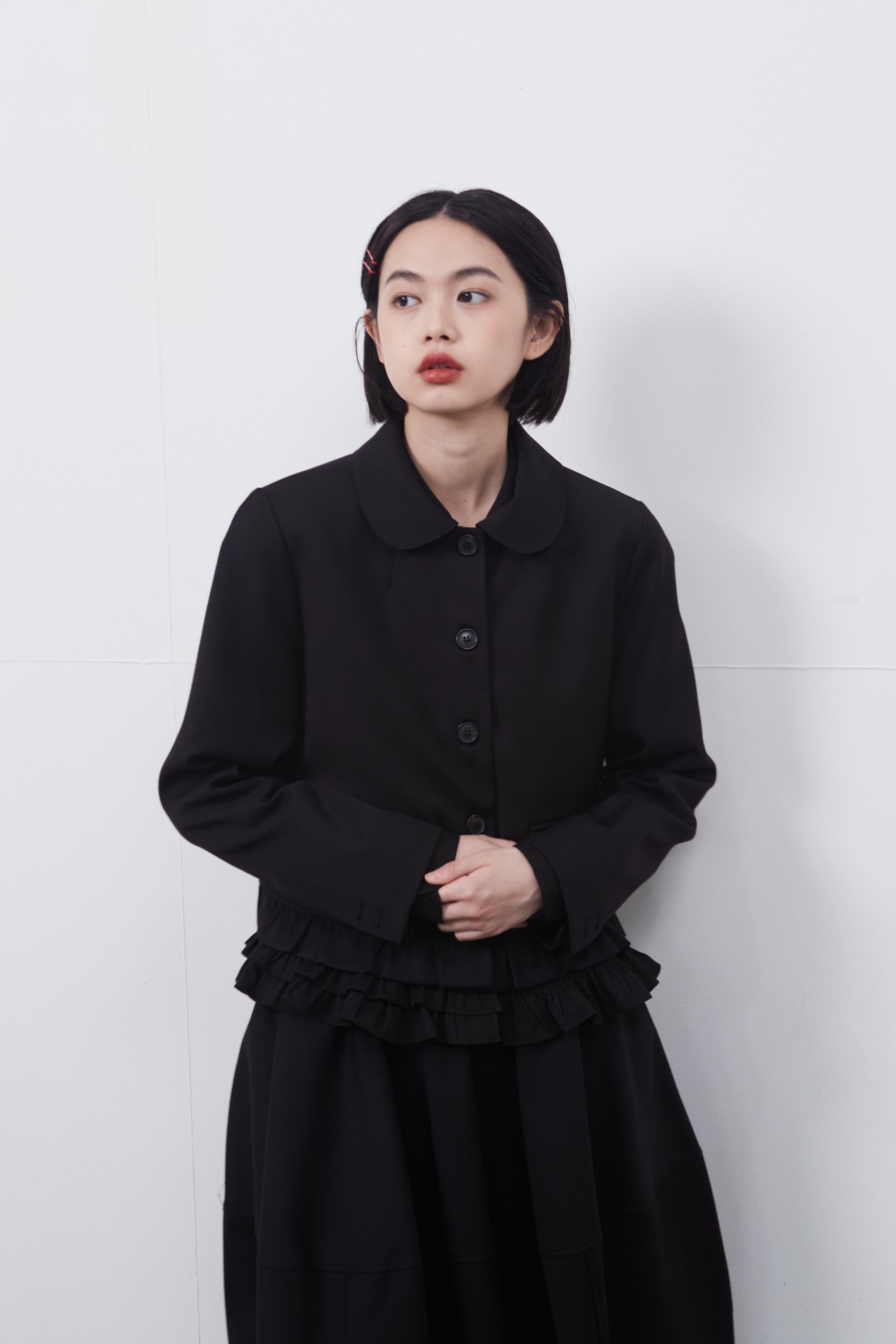 ROUND FRILL JACKET_BLACK