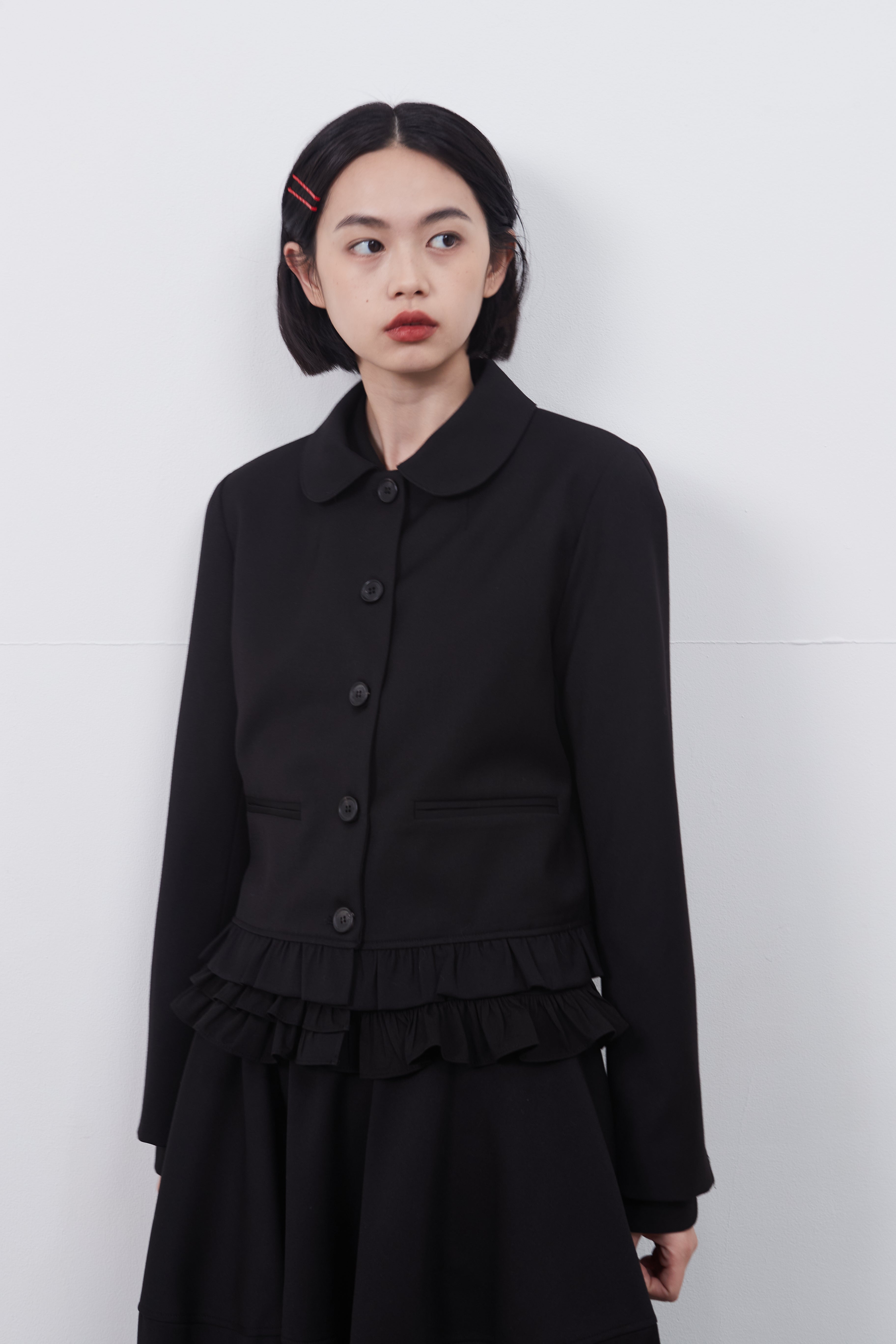 ROUND FRILL JACKET_BLACK