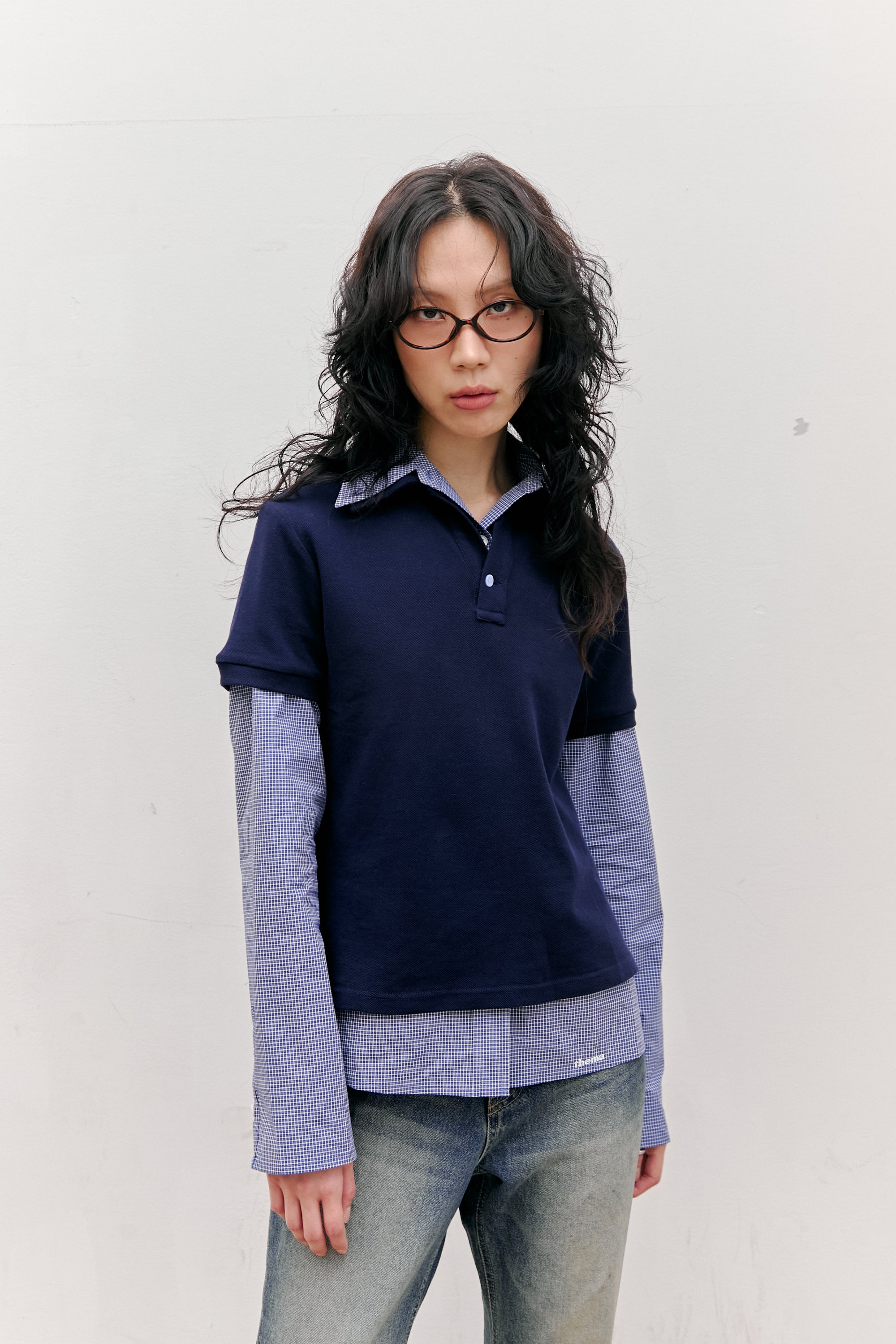 80S LAYERED POLO SHIRTS_NAVY