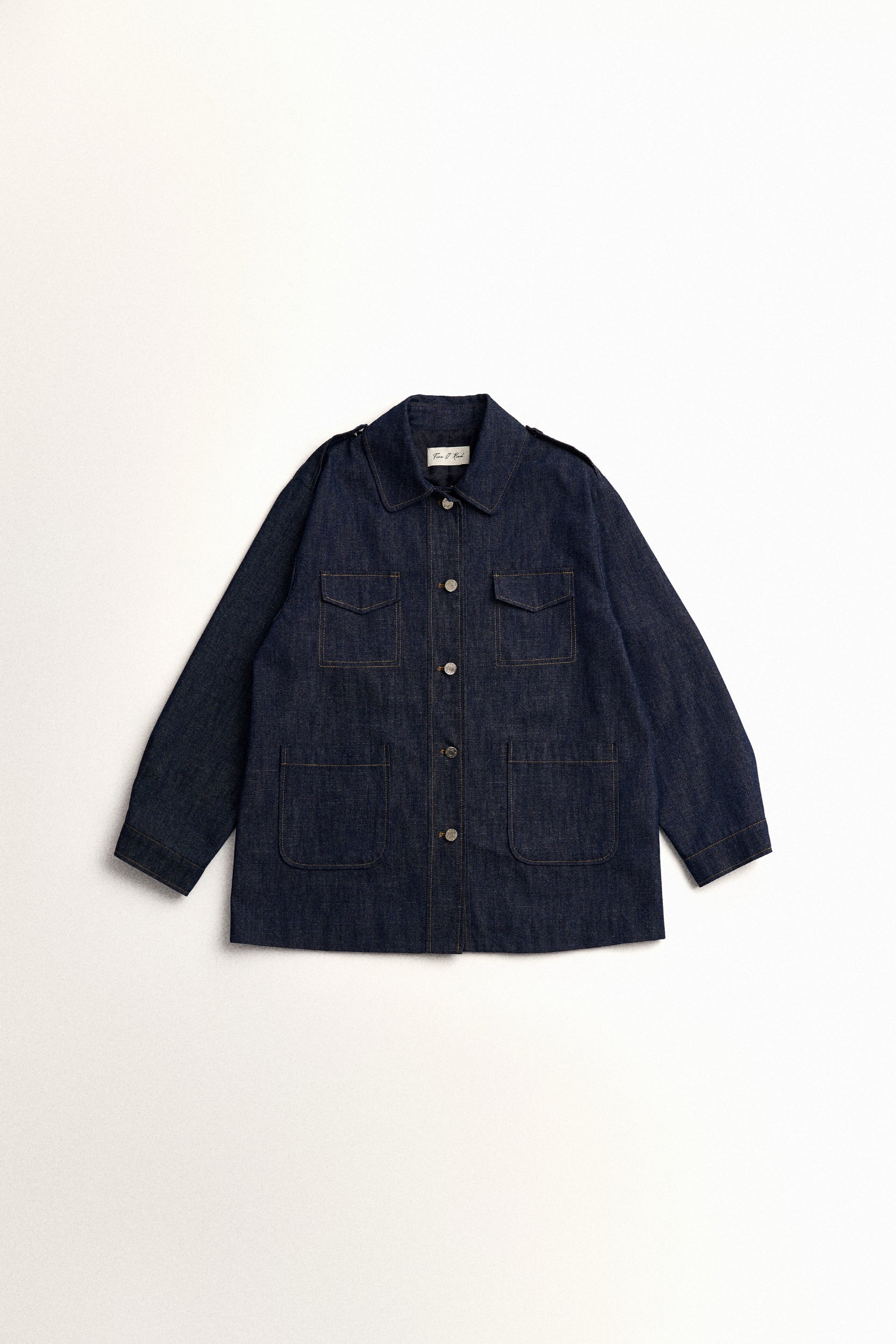 FINE O' KIND, VESTE À POCHES SURPIQUÉE_INDIGO