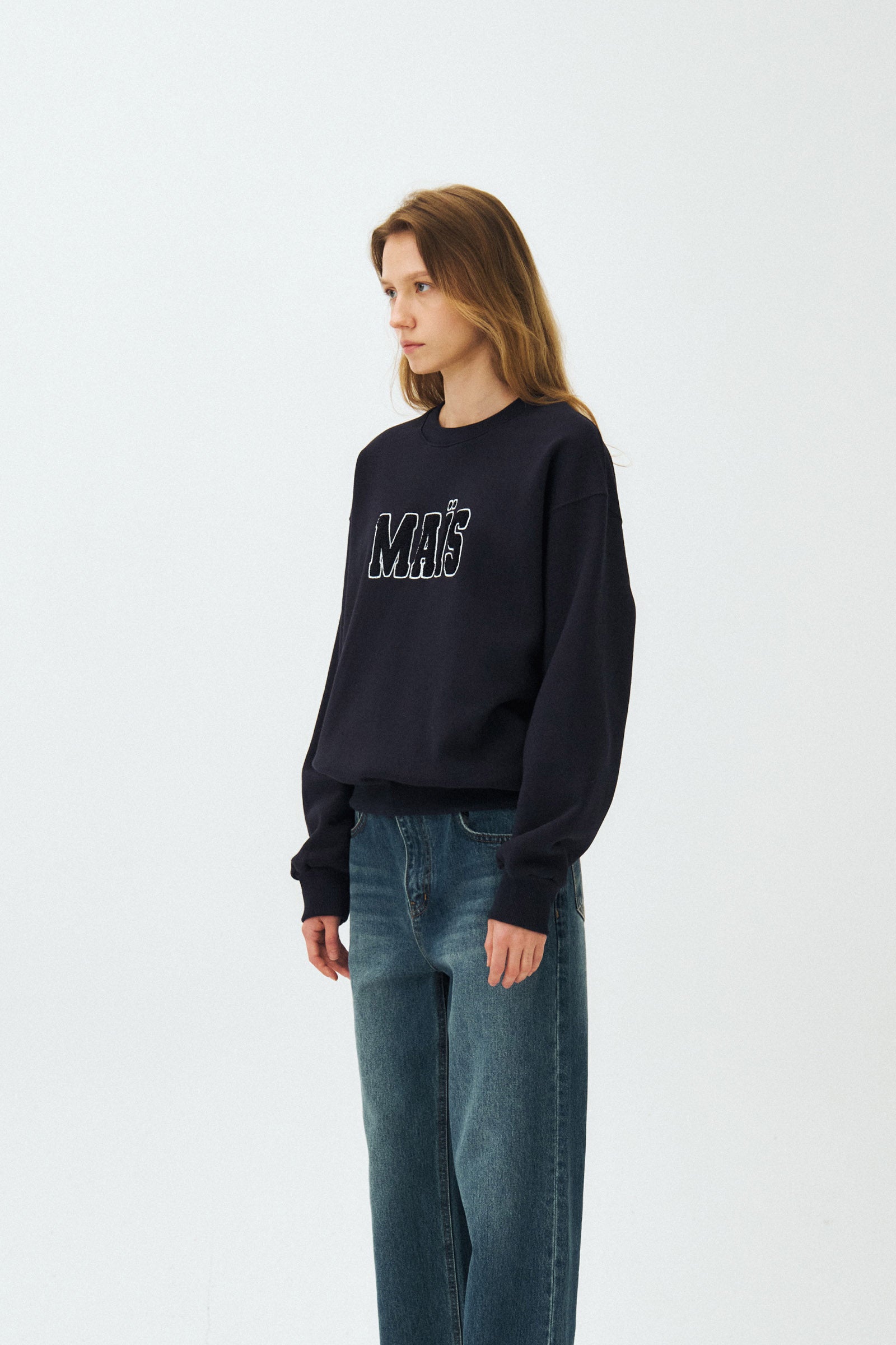 MAIS BOUCLE LOGO SWEAT SHIRT_NAVY
