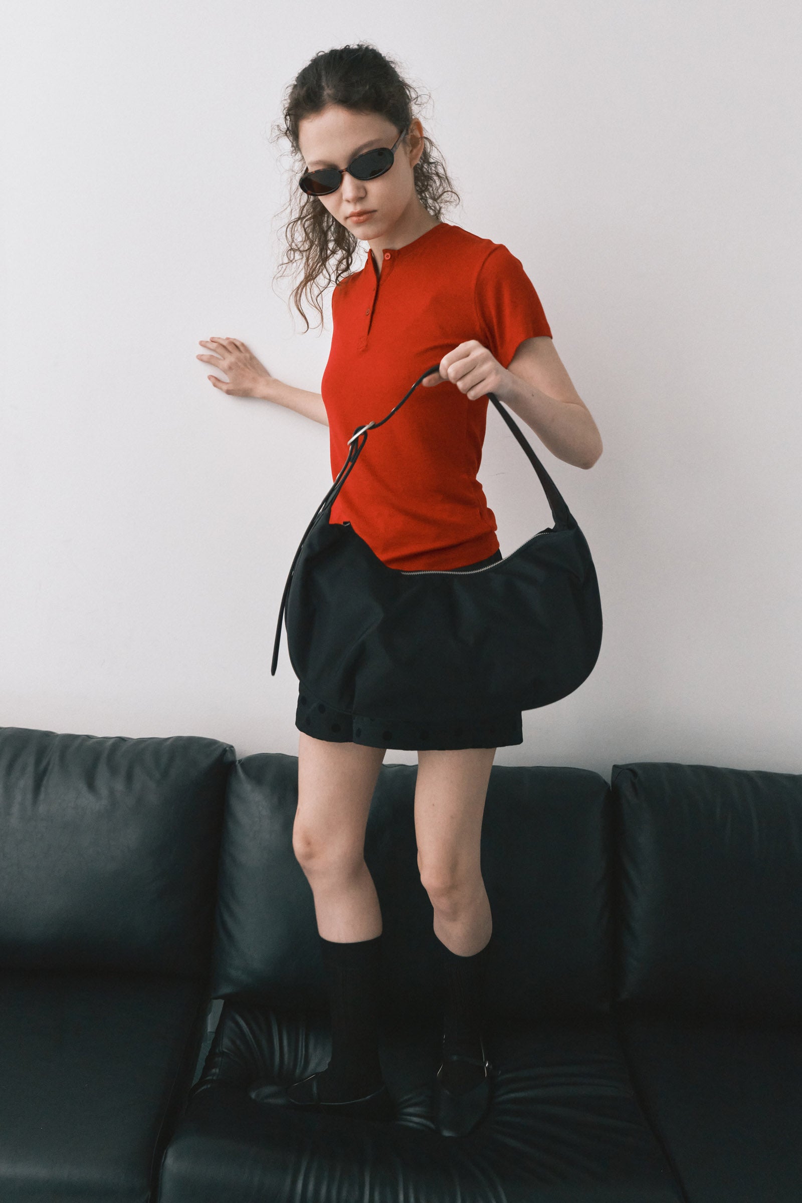 DAILY NYLON HALF MOON BAG_BLACK