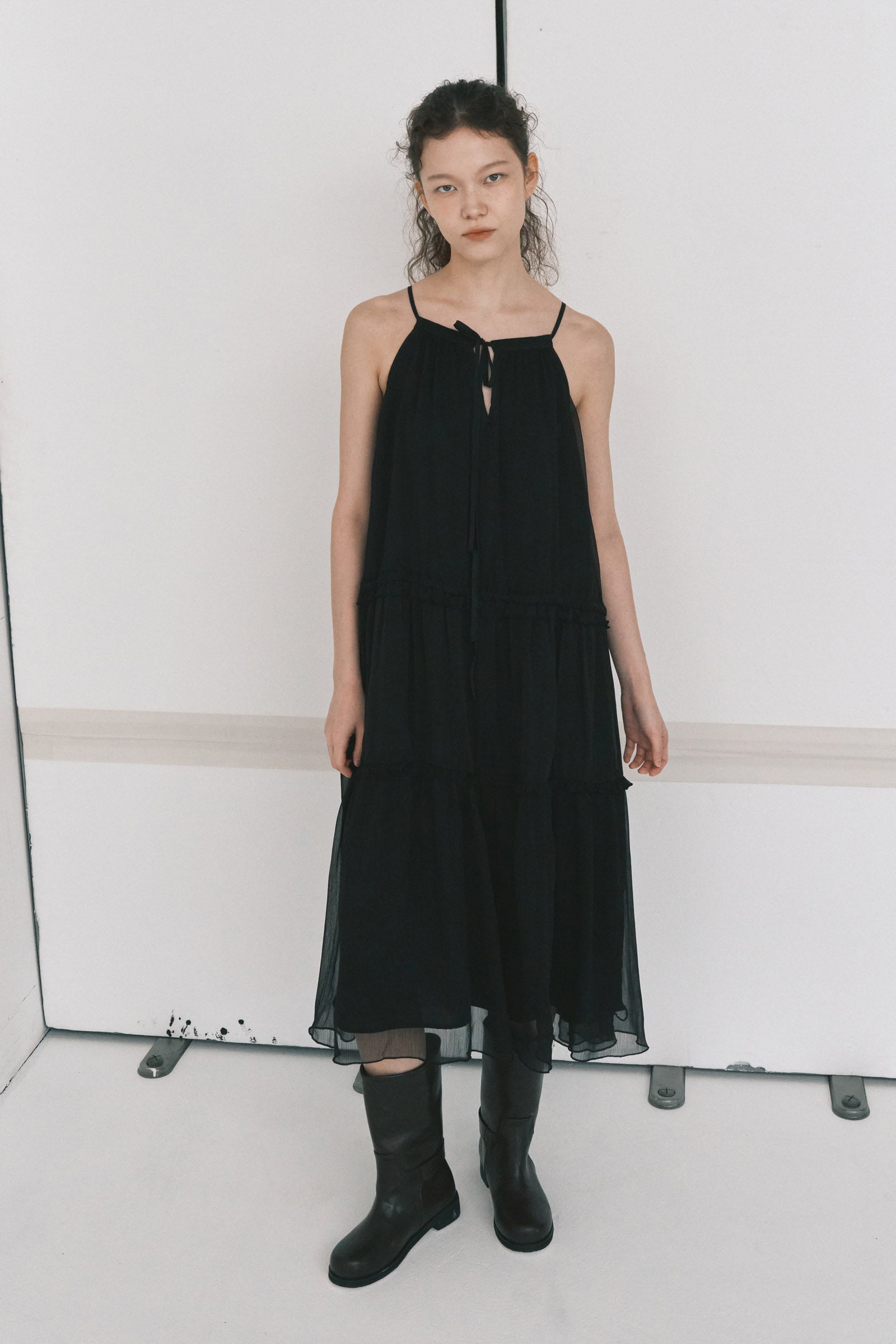 CHIFFON BOHEMIAN MAXY DRESS_BLACK