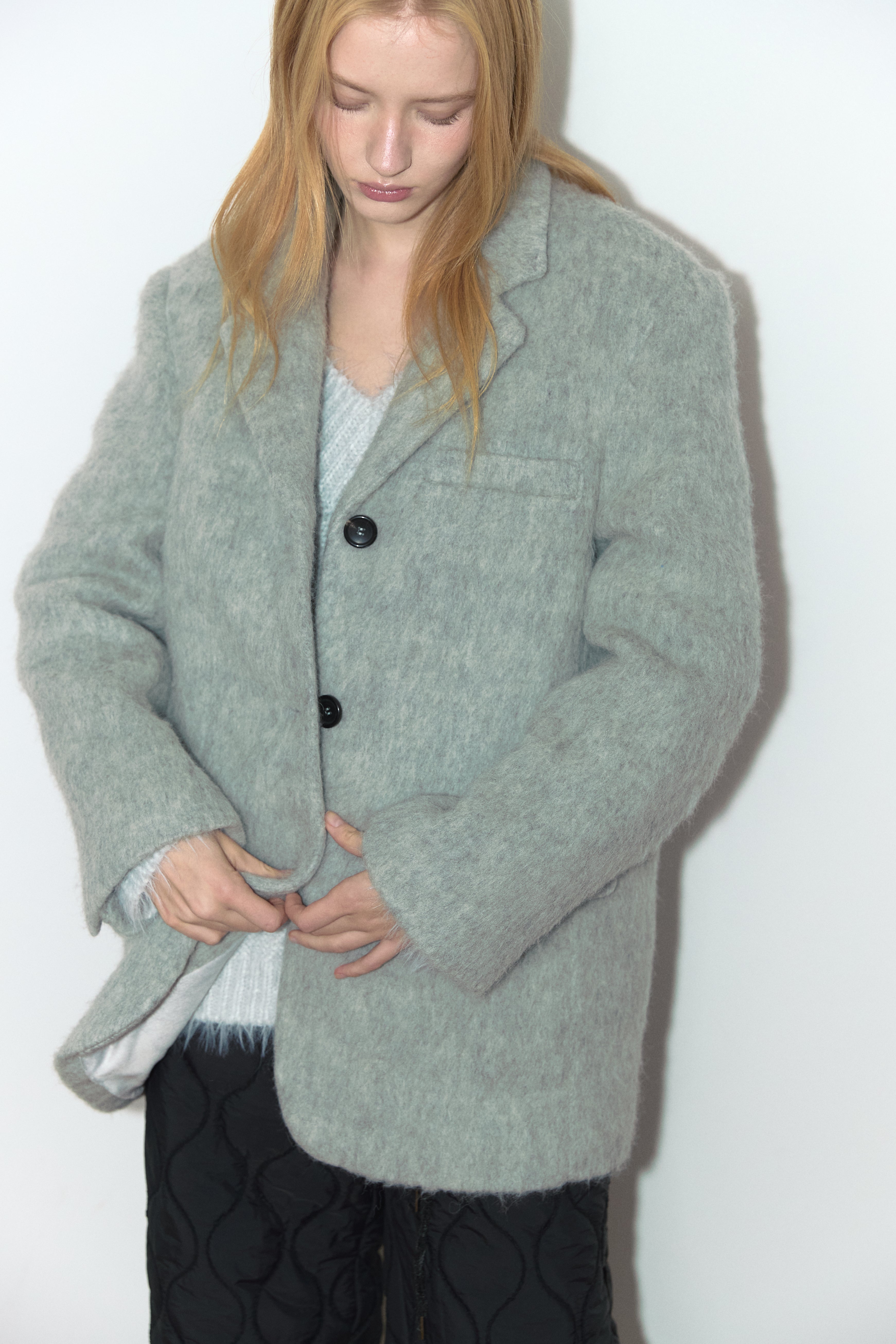 MOHAIR WOOL JACKET_LIGHT MELANGE