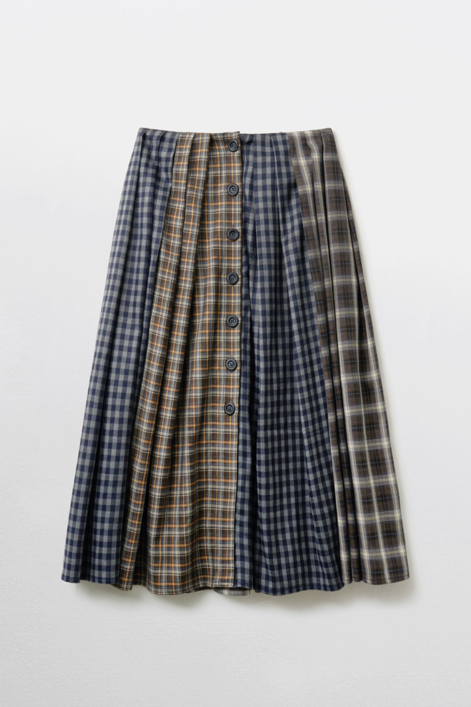 JUPE À CARREAUX MÉLANGÉS_BLEU MARINE